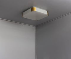 Fine French Art Deco Glass and Bronze Square Ceiling or Wall Light by Perzel