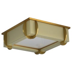 Monture encastrée carrée en verre et bronze de style Art déco français par Jean Perzel