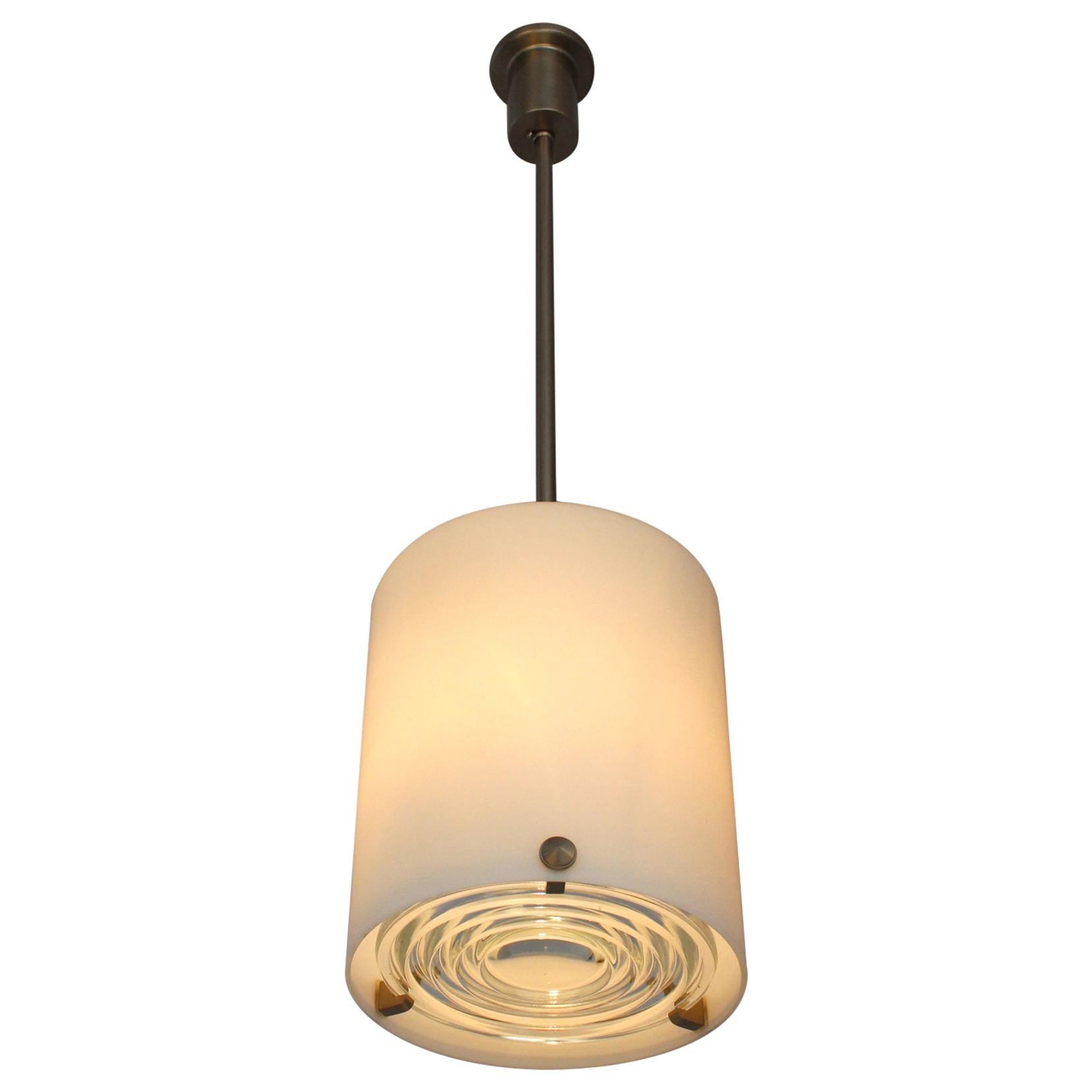 Fine French Art Deco Glass and Nickel Pendant by Perzel