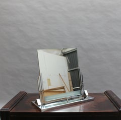 Fine French Art Deco Illuminated Chrome Table Mirror