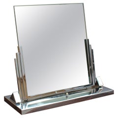 Fine French Art Deco Illuminated Chrome Table Mirror