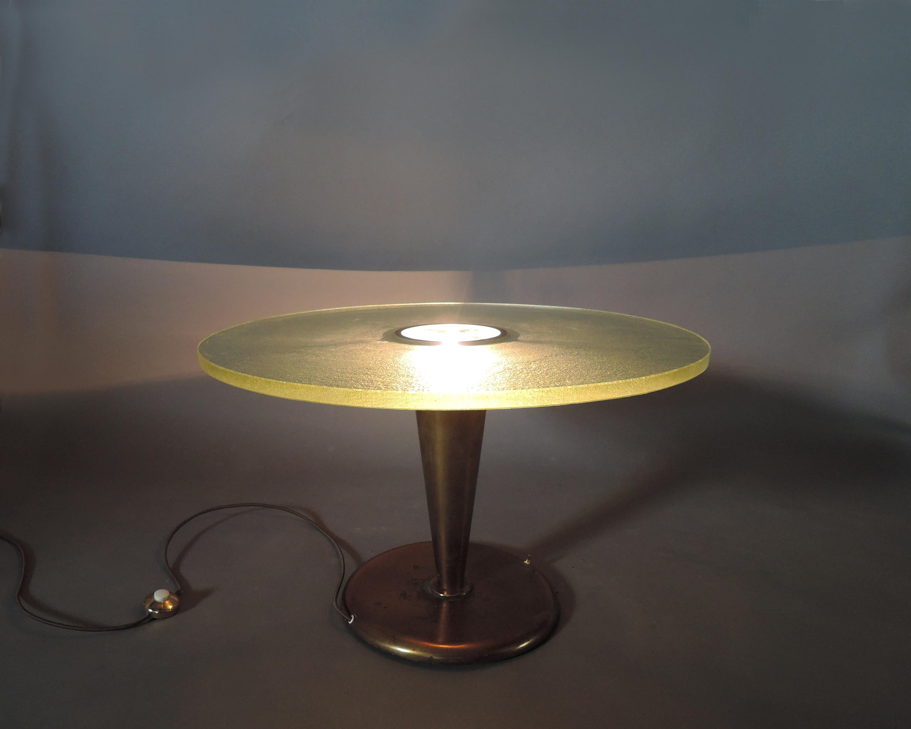 Mid-20th Century Fine French Art Deco Illuminated Gueridon by Jean Perzel For Sale