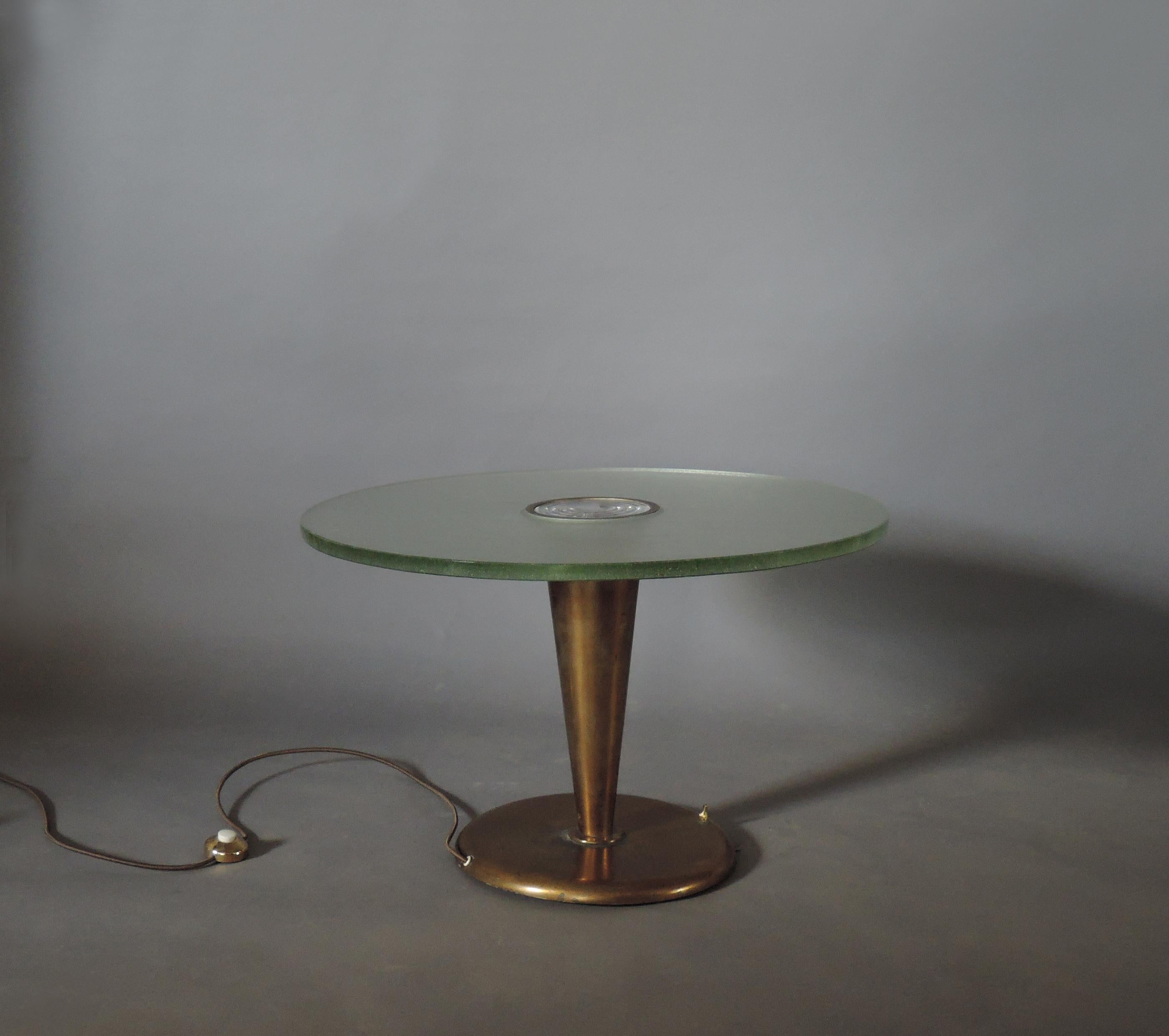 Satinato Gueridon illuminato in stile Art Deco francese di Jean Perzel in vendita