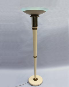 Fine French Art Deco Lacquered Floor Lamp with Glass and Brass details