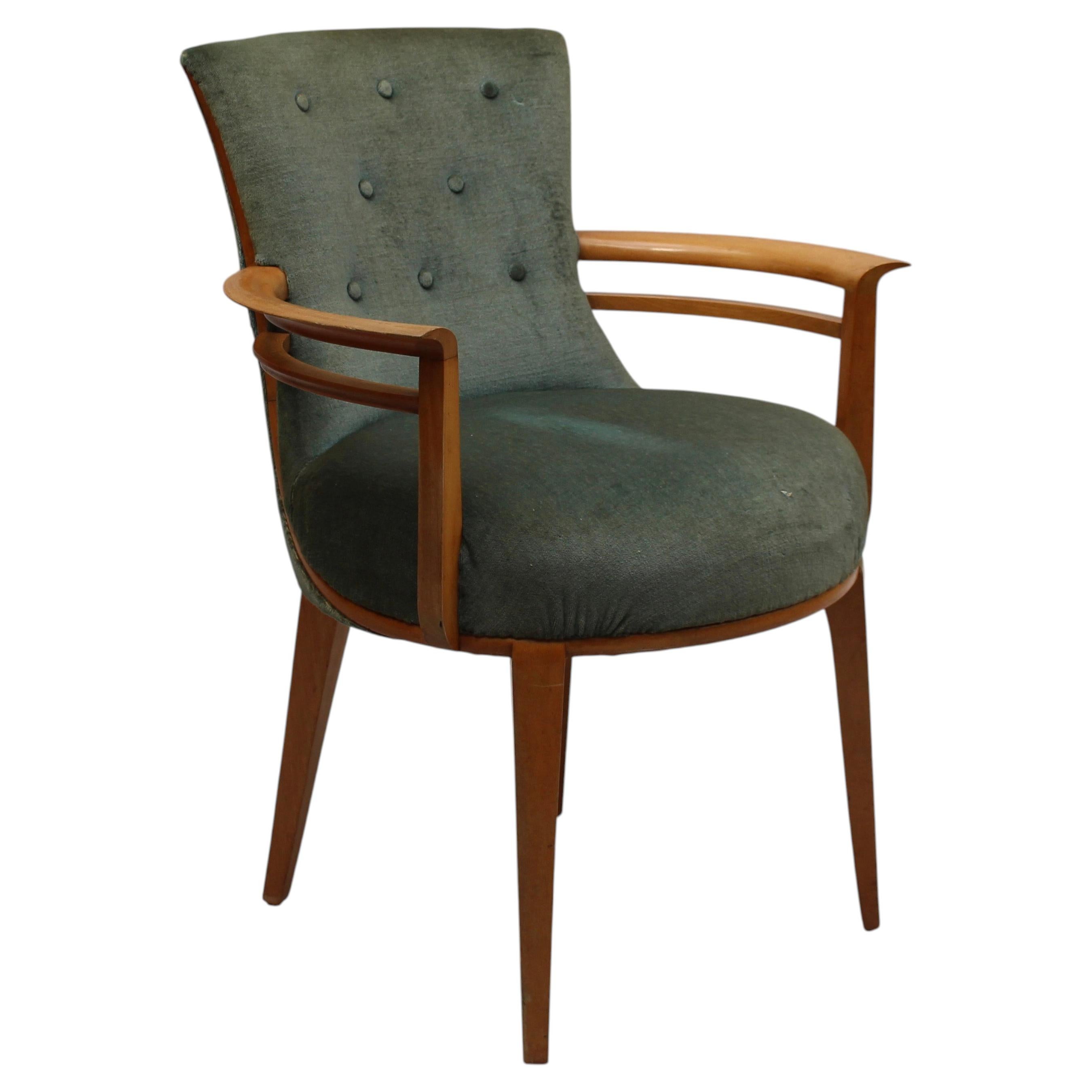 Fine French Art Deco Sycamore Armchair, Circa 1940