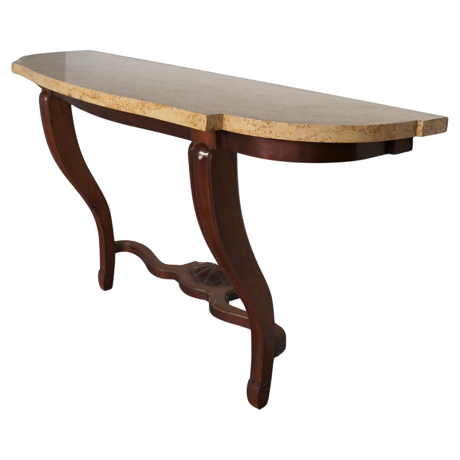 Fine French Art Deco Mahogany and Marble Console in the Manner of Arbus