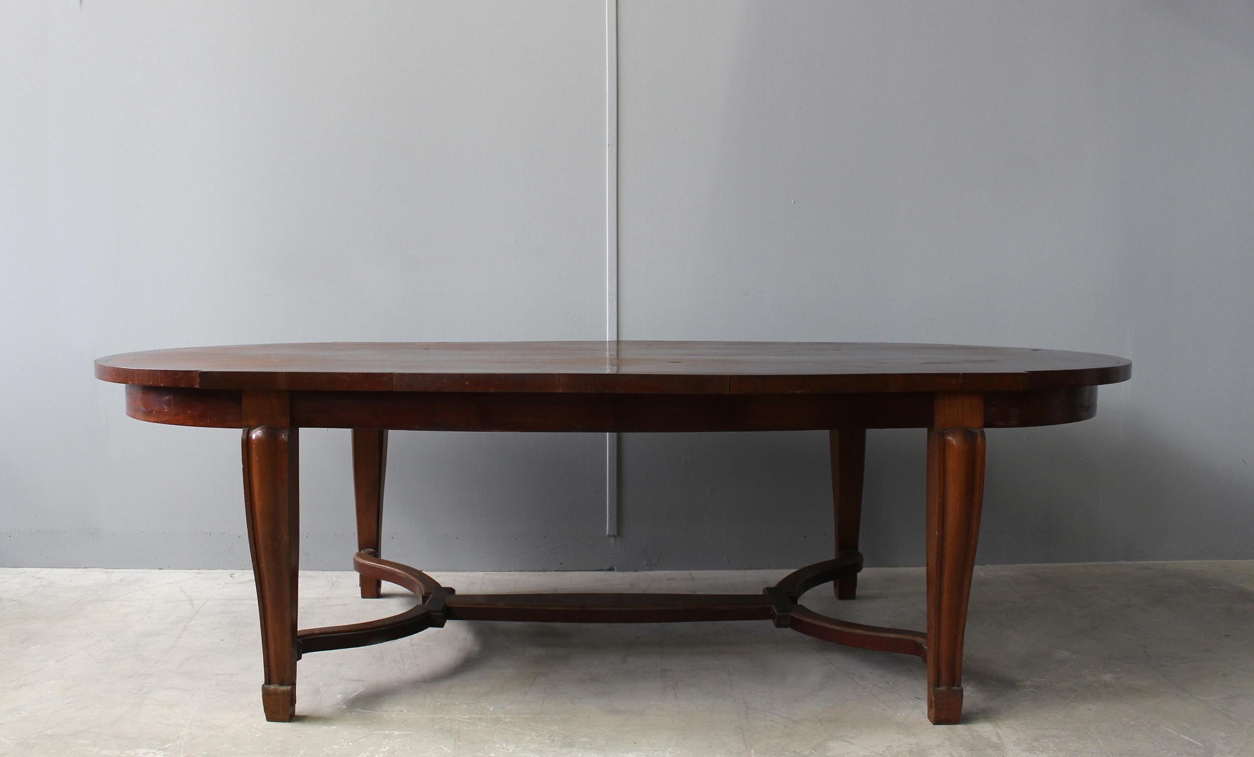 Fine French Art Deco Mahogany and Marble Console in the Manner of Arbus For Sale 5