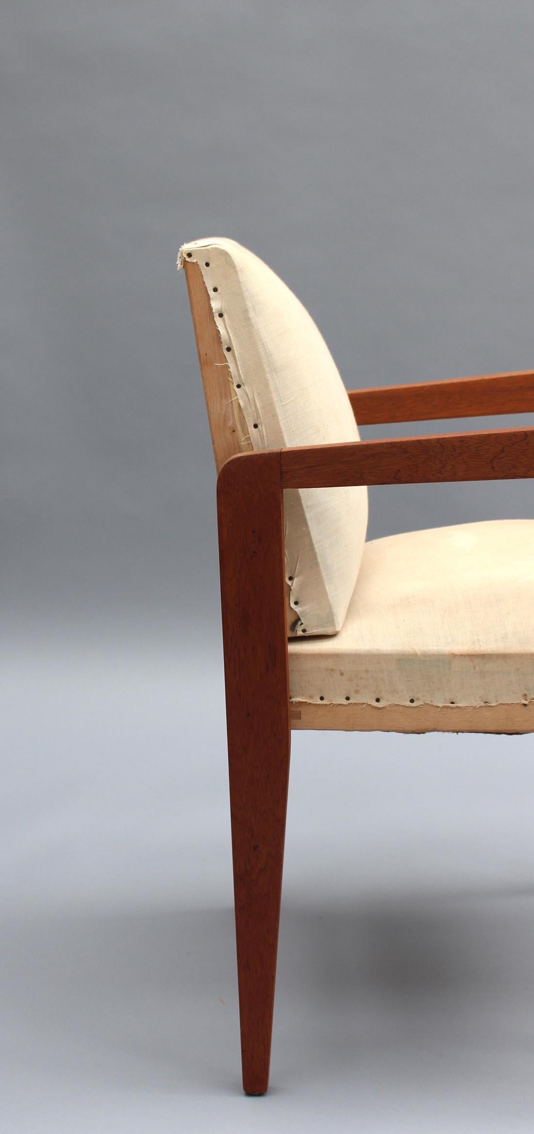 Fine French Art Deco Mahogany Arm Chair For Sale 6