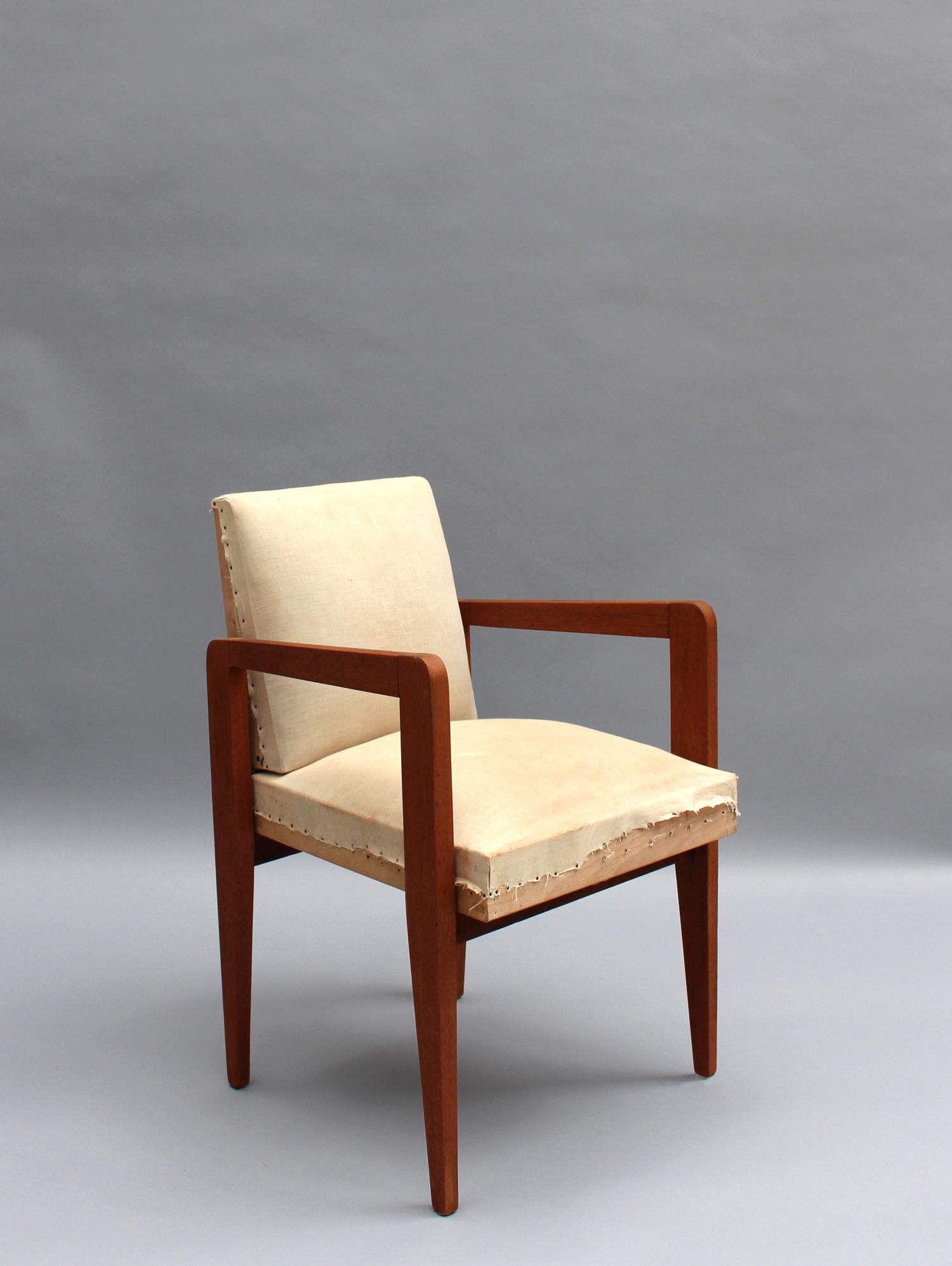 Fine French Art Deco Mahogany Arm Chair In Good Condition For Sale In Long Island City, NY
