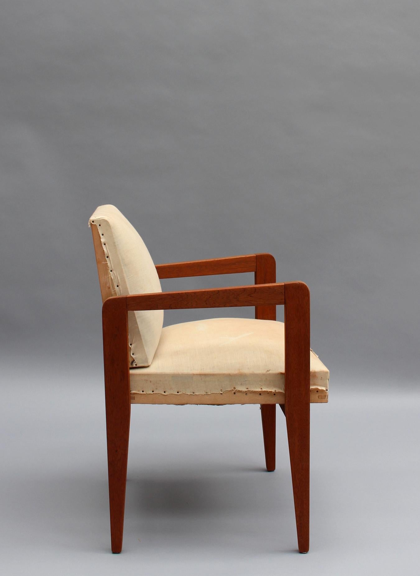 Mid-20th Century Fine French Art Deco Mahogany Arm Chair For Sale