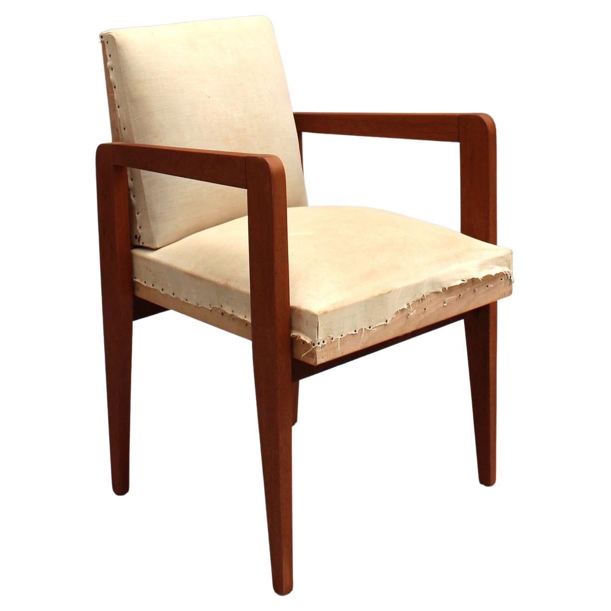 Fine French Art Deco Mahogany Arm Chair For Sale