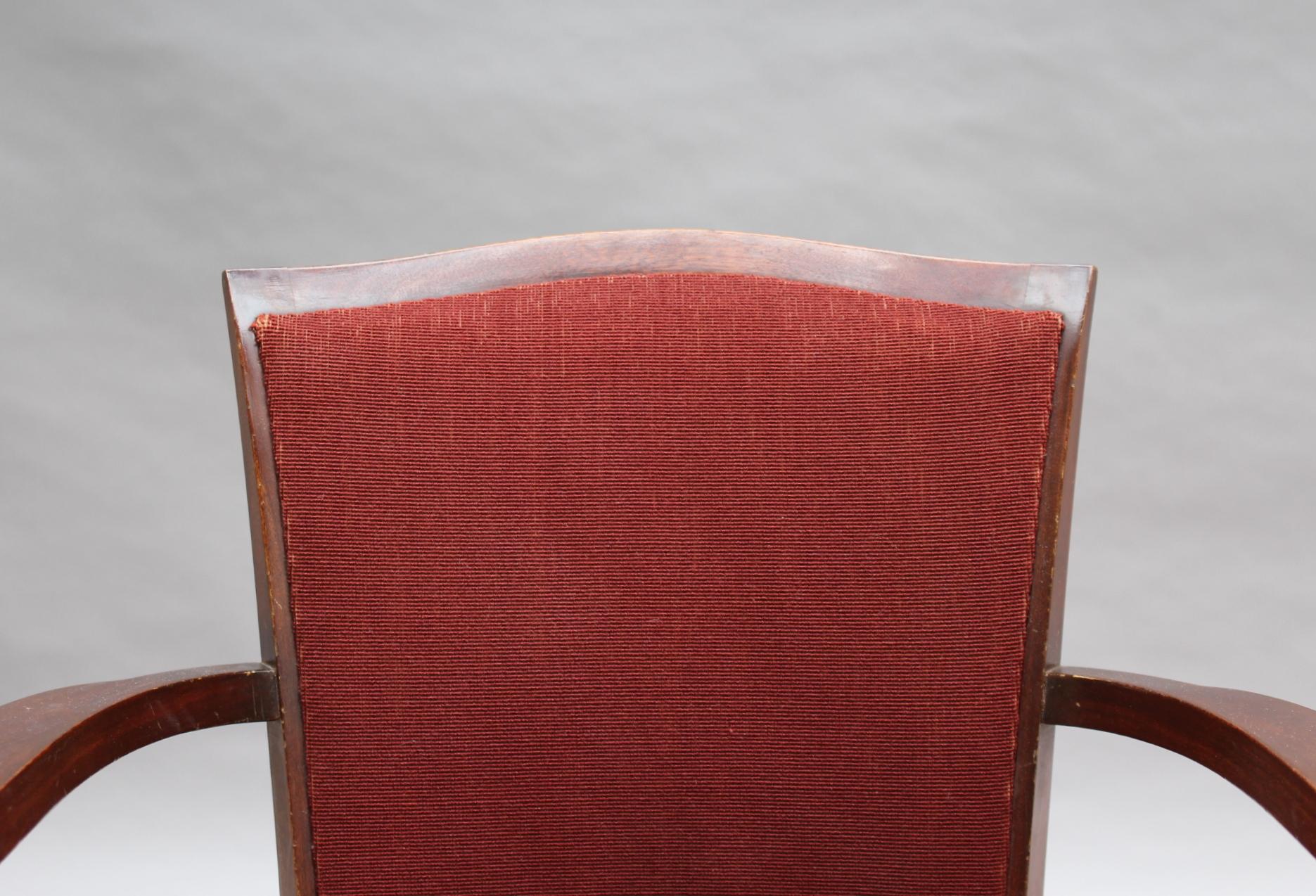 Fine French Art Deco Mahogany Armchair by Jules Leleu For Sale 6