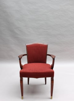 Fine French Art Deco Mahogany Armchair by Jules Leleu