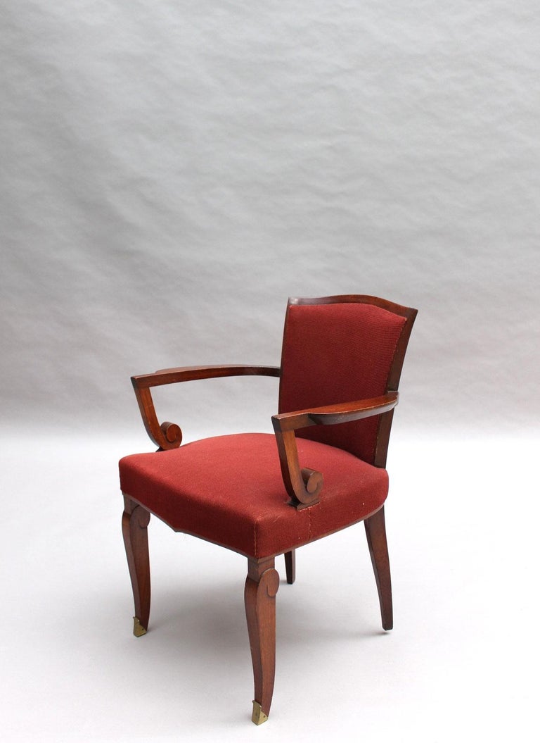 Fine French Art Deco Mahogany Armchair by Jules Leleu In Good Condition For Sale In Long Island City, NY