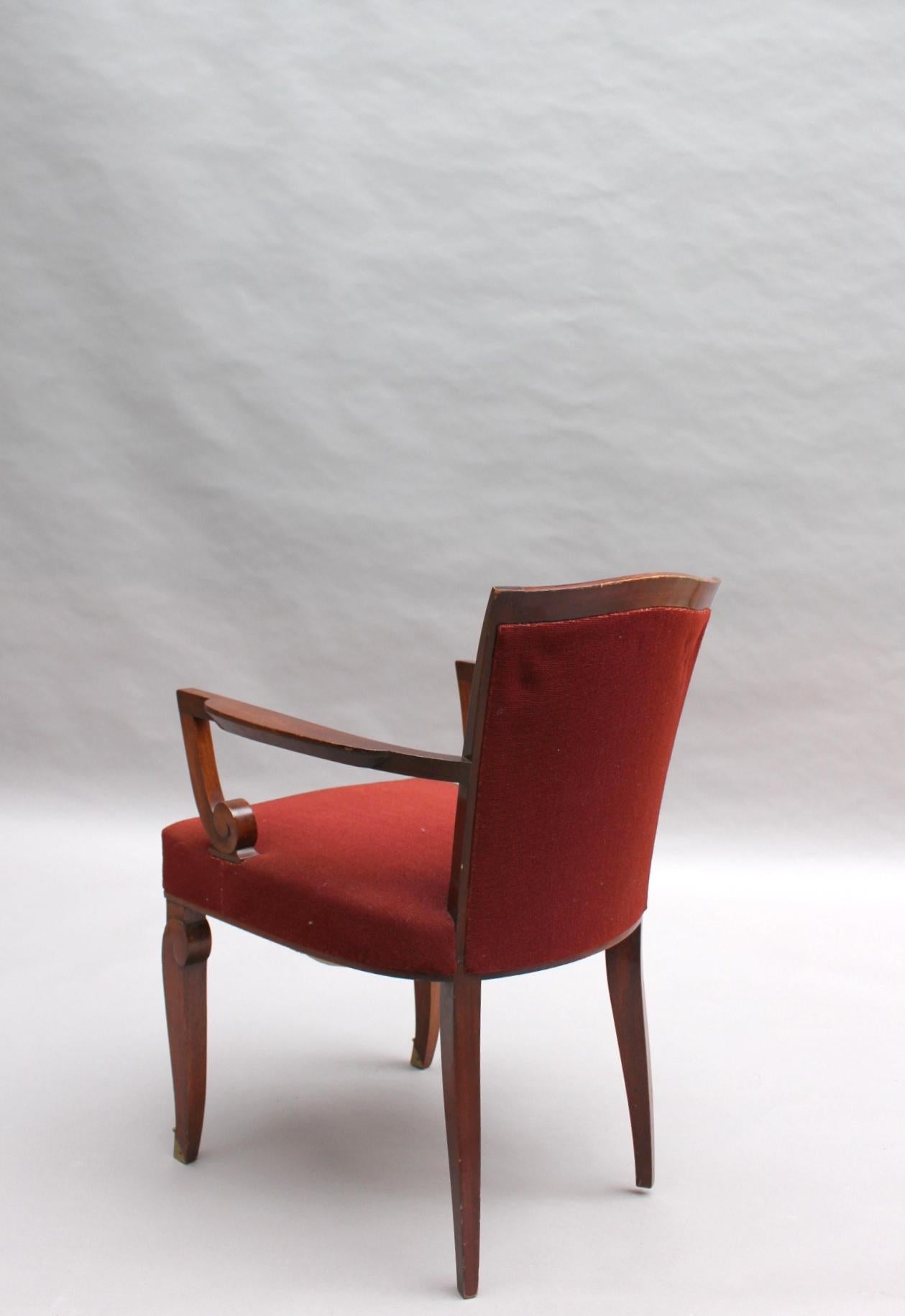 Fine French Art Deco Mahogany Armchair by Jules Leleu For Sale 1