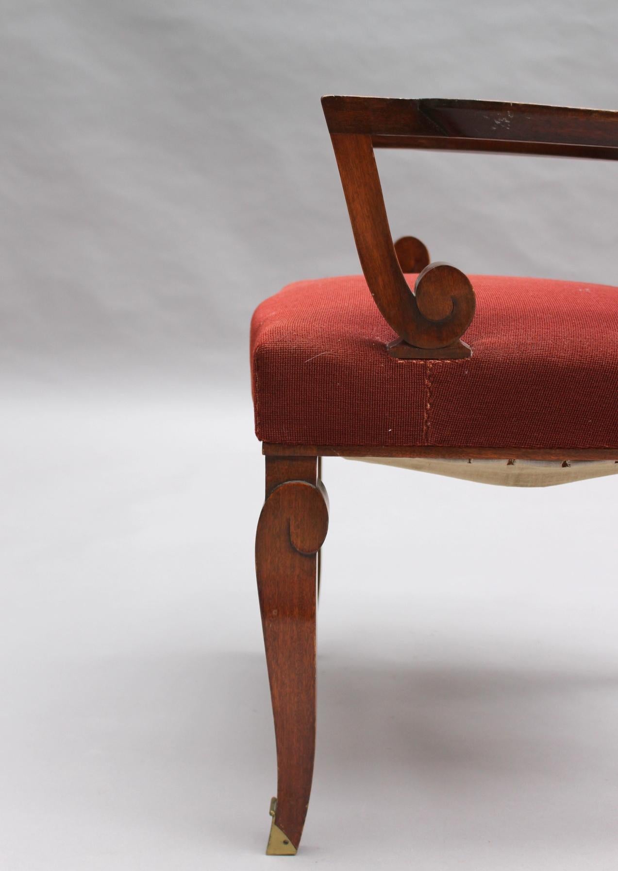 Französischer Mahagoni-Sessel im Art déco-Stil von Jules Leleu im Angebot 2