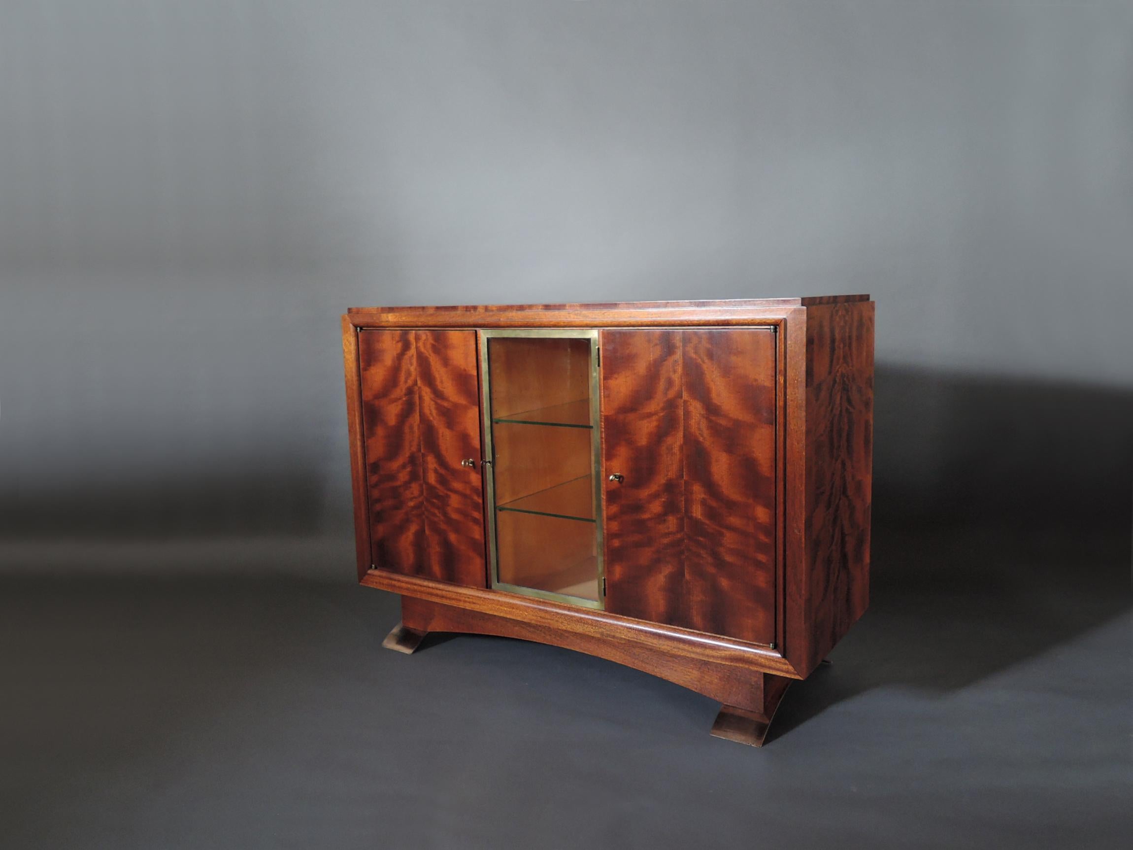 Bronze Fine French Art Deco Mahogany Buffet by Albert Guenot for 