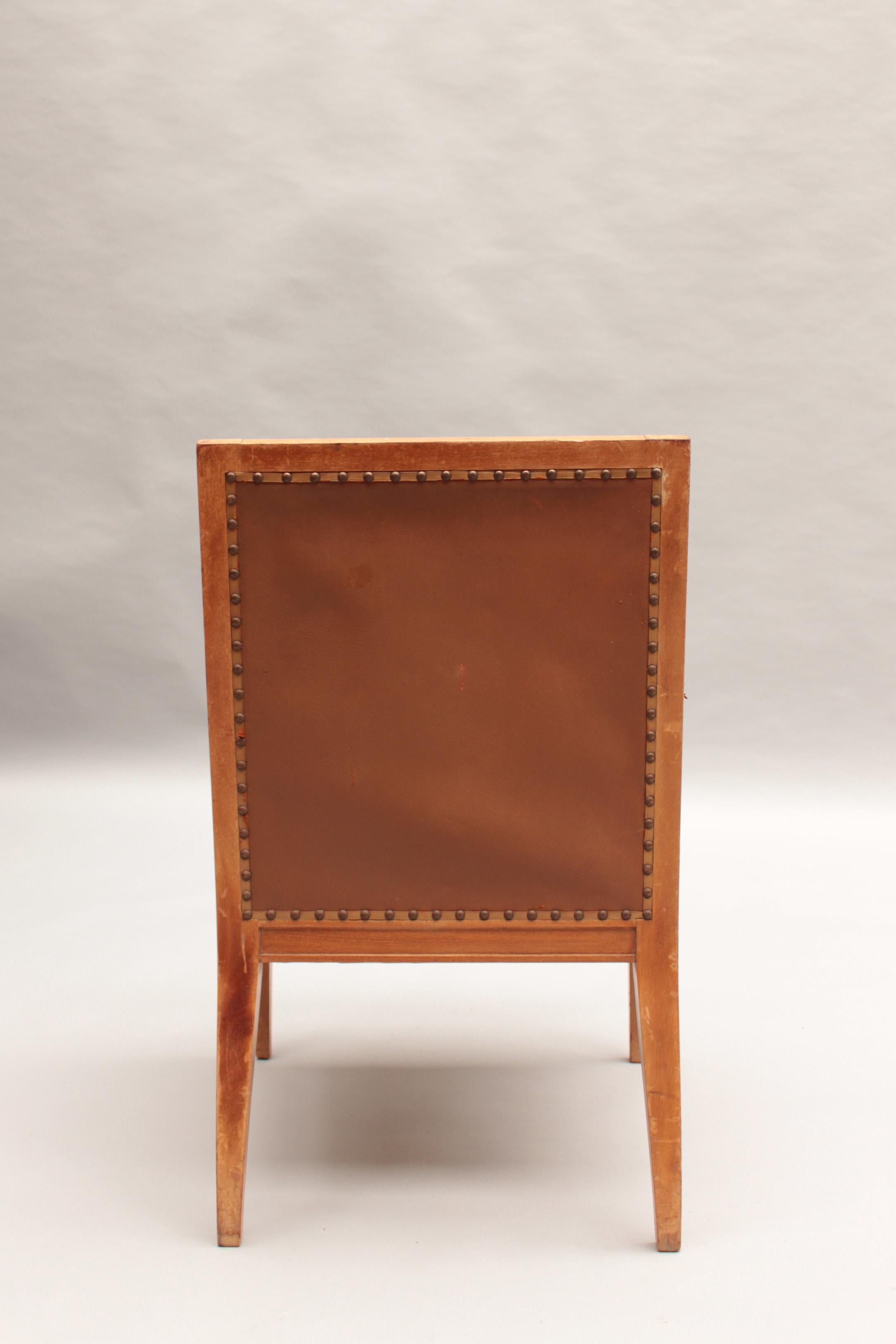 Feine Französisch Art Deco Mahagoni Schreibtischstuhl (Leder) im Angebot