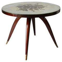 Fine French Art Deco Mahogany Gueridon with an Eglomise Glass Top