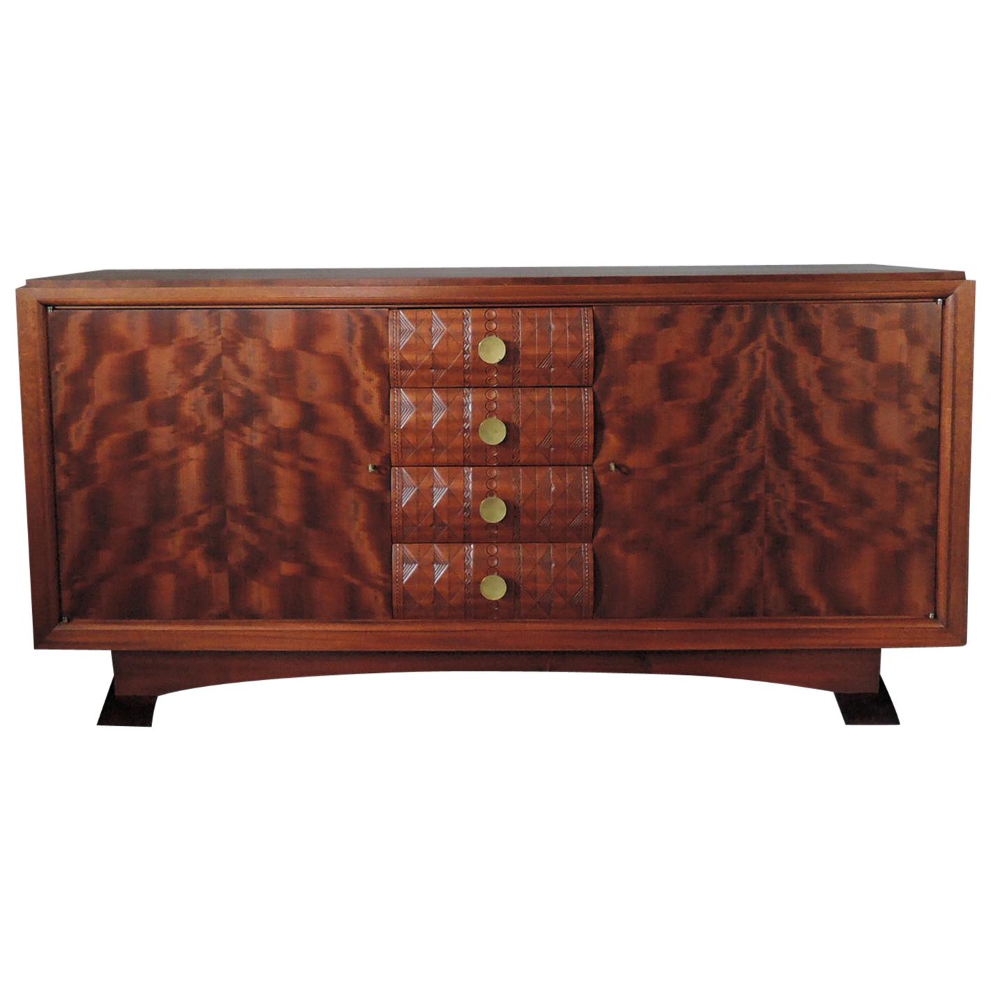 Fine French Art Deco Mahogany Sideboard by Albert Guenot for "Atelier Pomone" For Sale