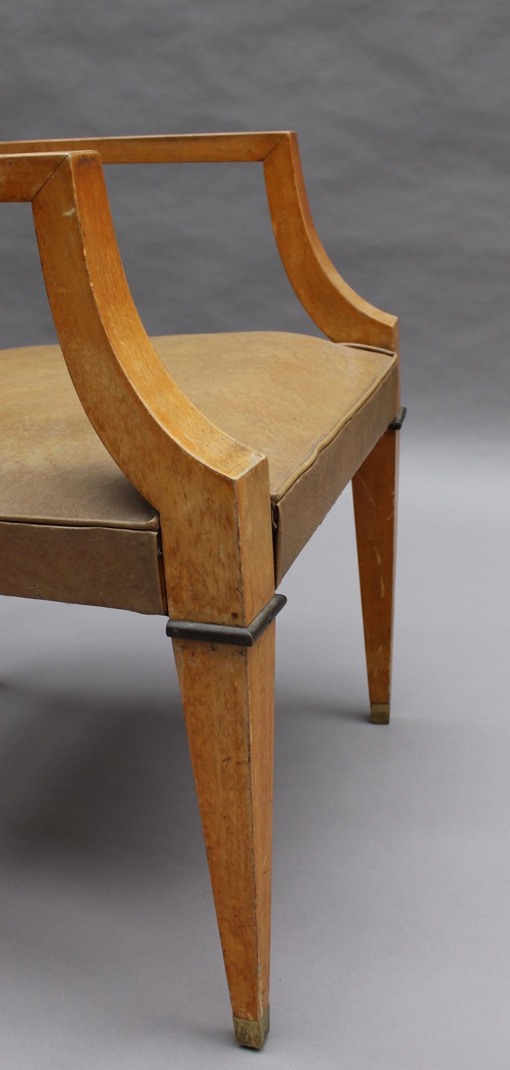 Fine French Art Deco Maple Desk Armchair For Sale 3