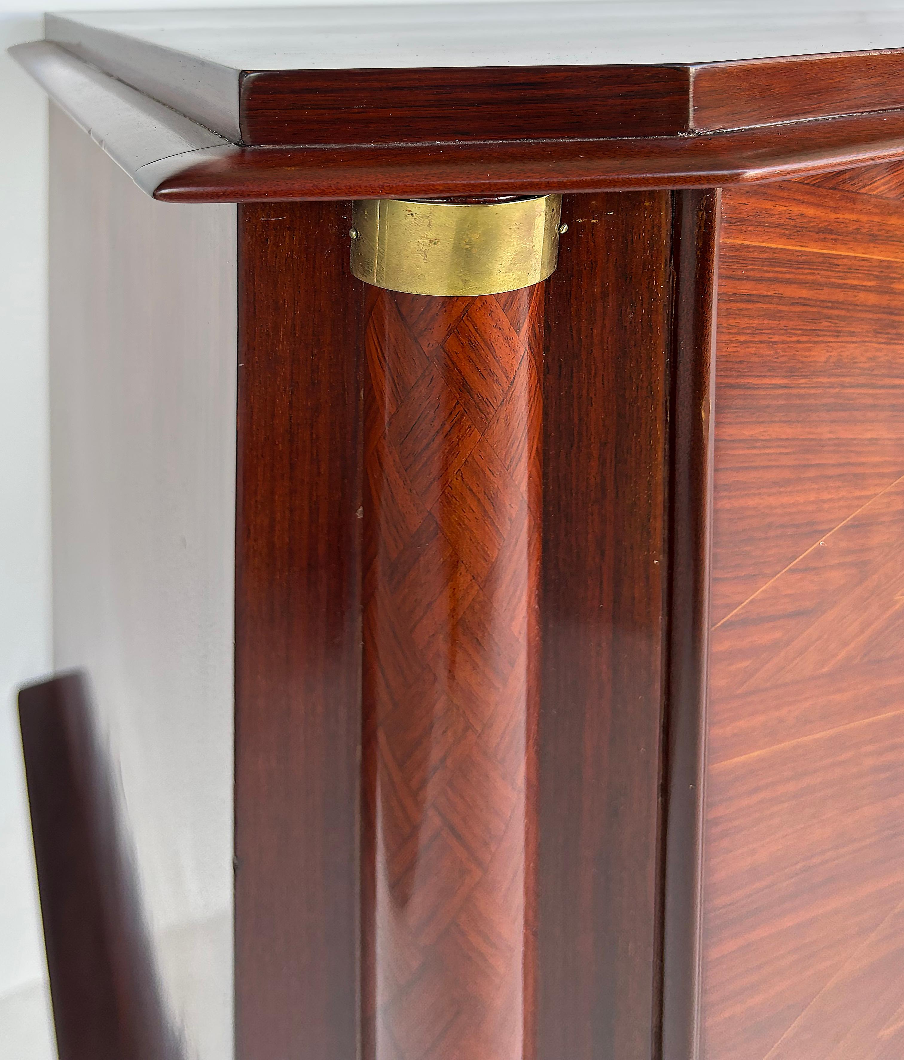 Fine French Art Deco Marquetry Inlay Cabinet, Jules Leleu Attributed For Sale 8