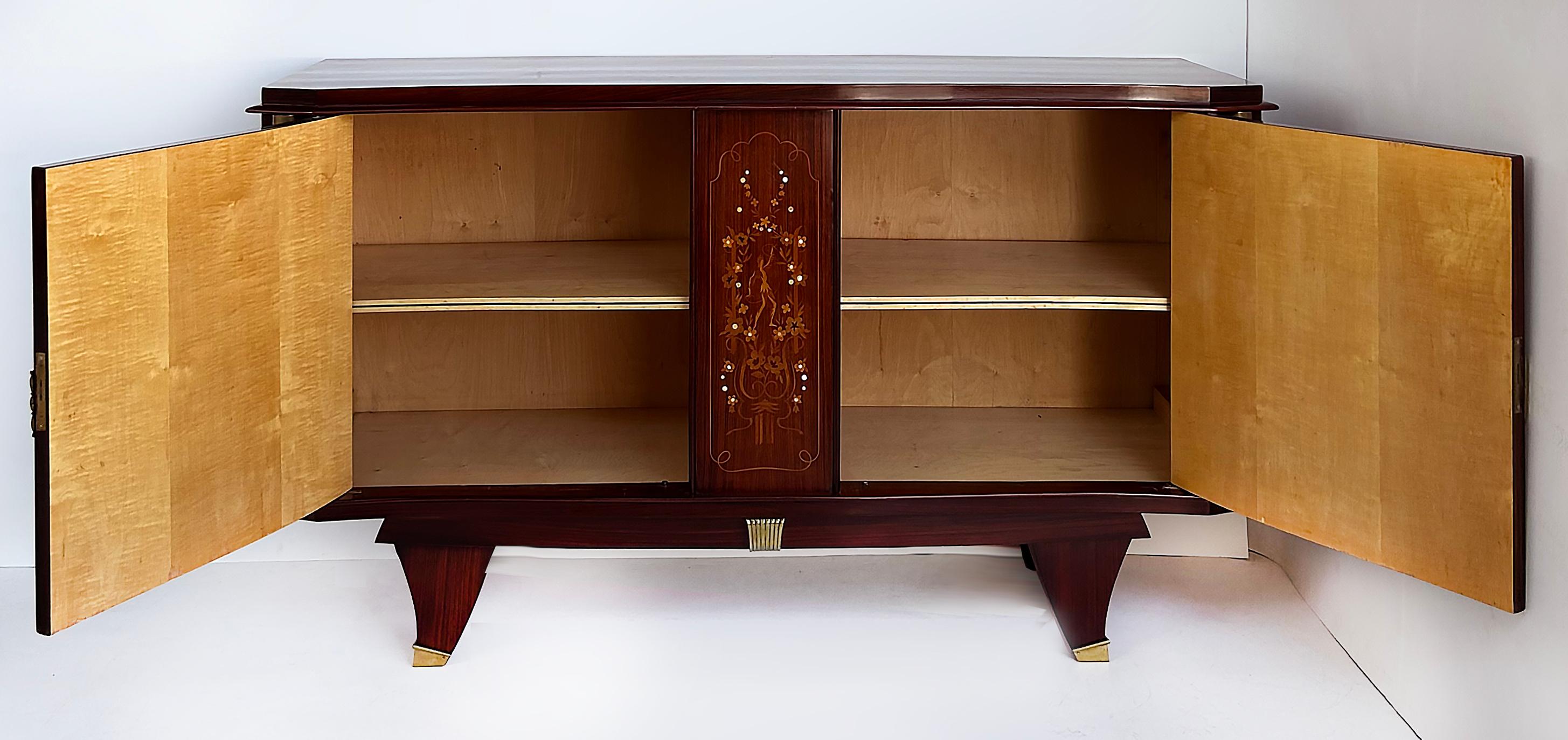 Fine French Art Deco Marquetry Inlay Cabinet, Jules Leleu Attributed In Good Condition For Sale In Miami, FL