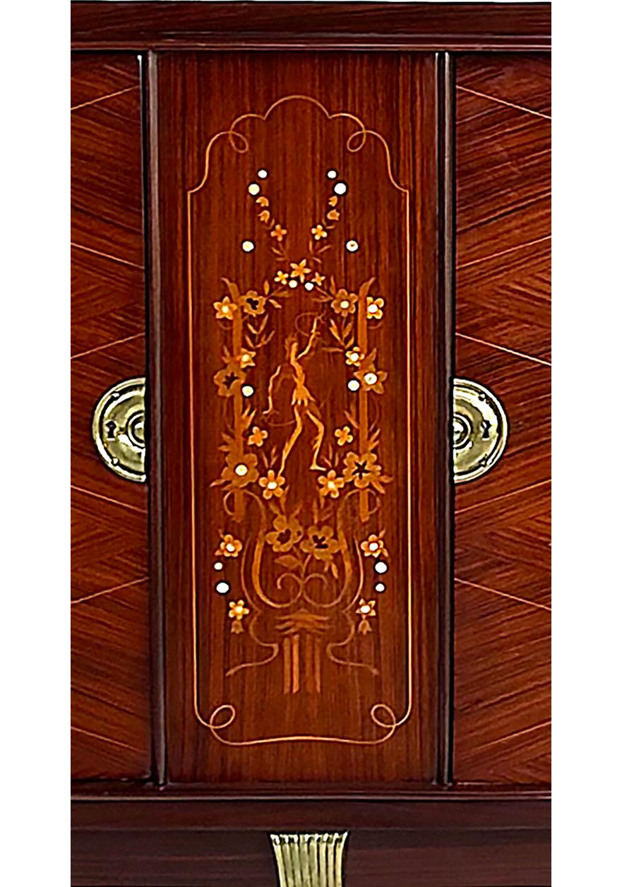 Fine French Art Deco Marquetry Inlay Cabinet, Jules Leleu Attributed For Sale 1