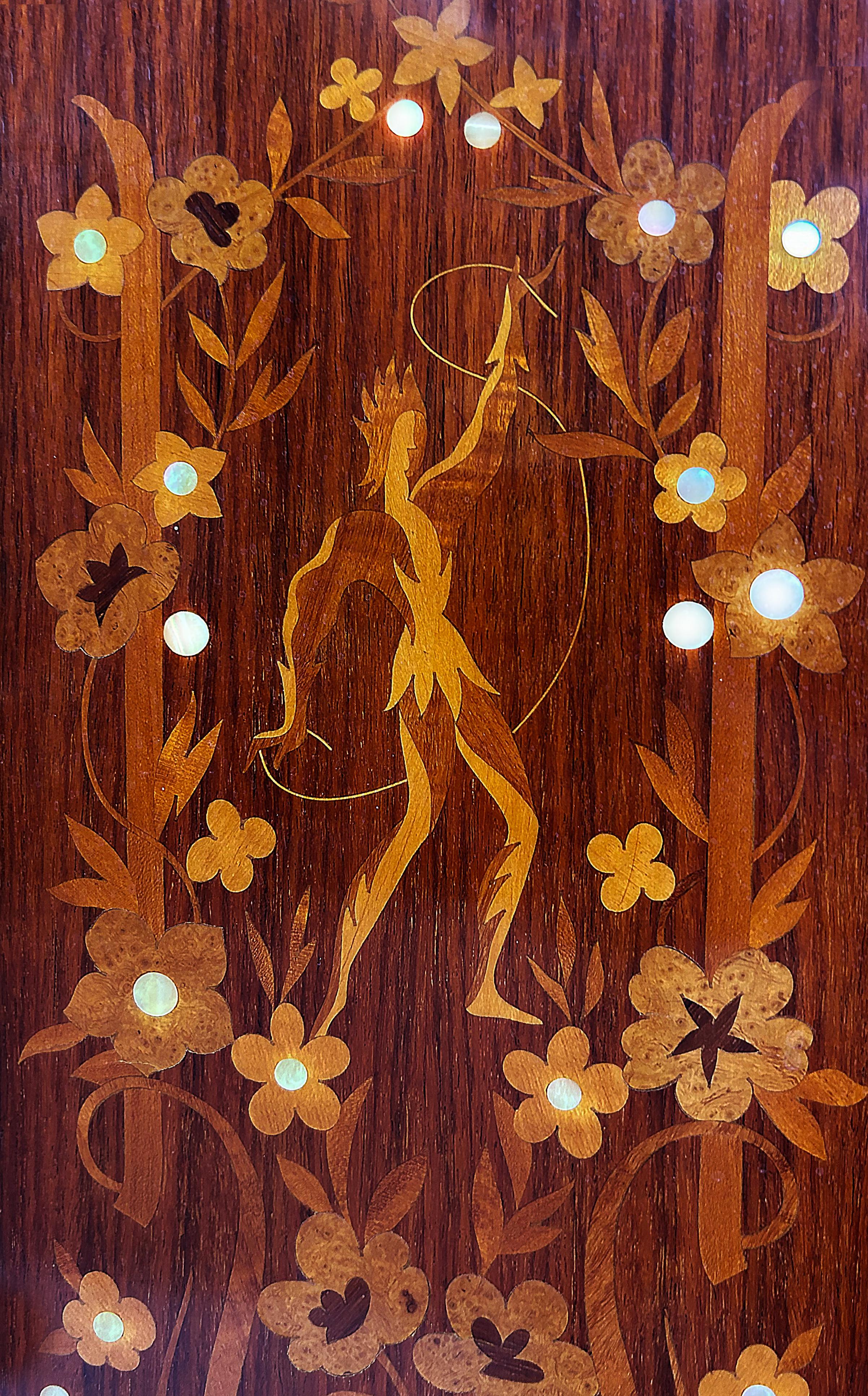 Fine French Art Deco Marquetry Inlay Cabinet, Jules Leleu Attributed For Sale 2
