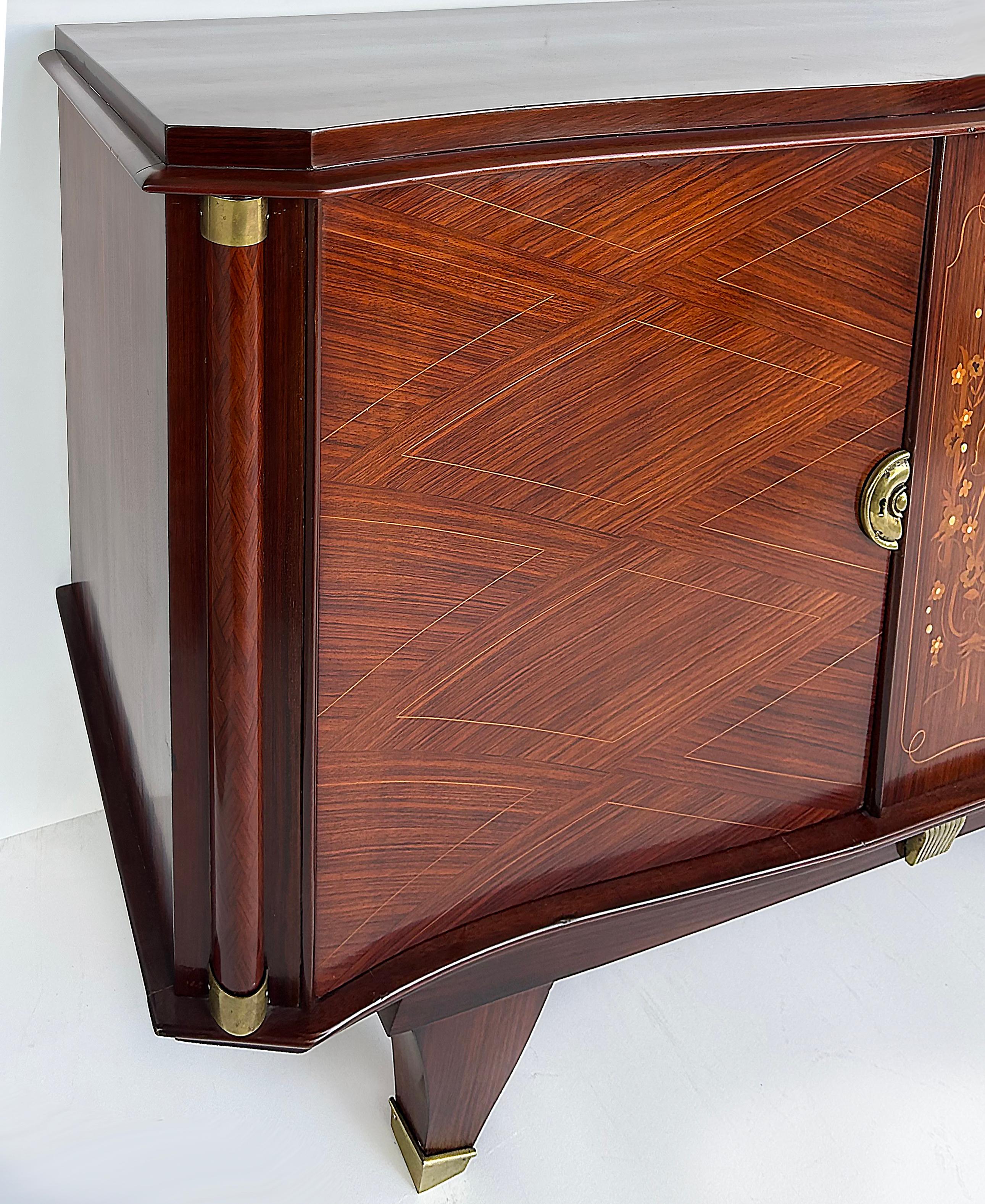 Fine French Art Deco Marquetry Inlay Cabinet, Jules Leleu Attributed For Sale 3