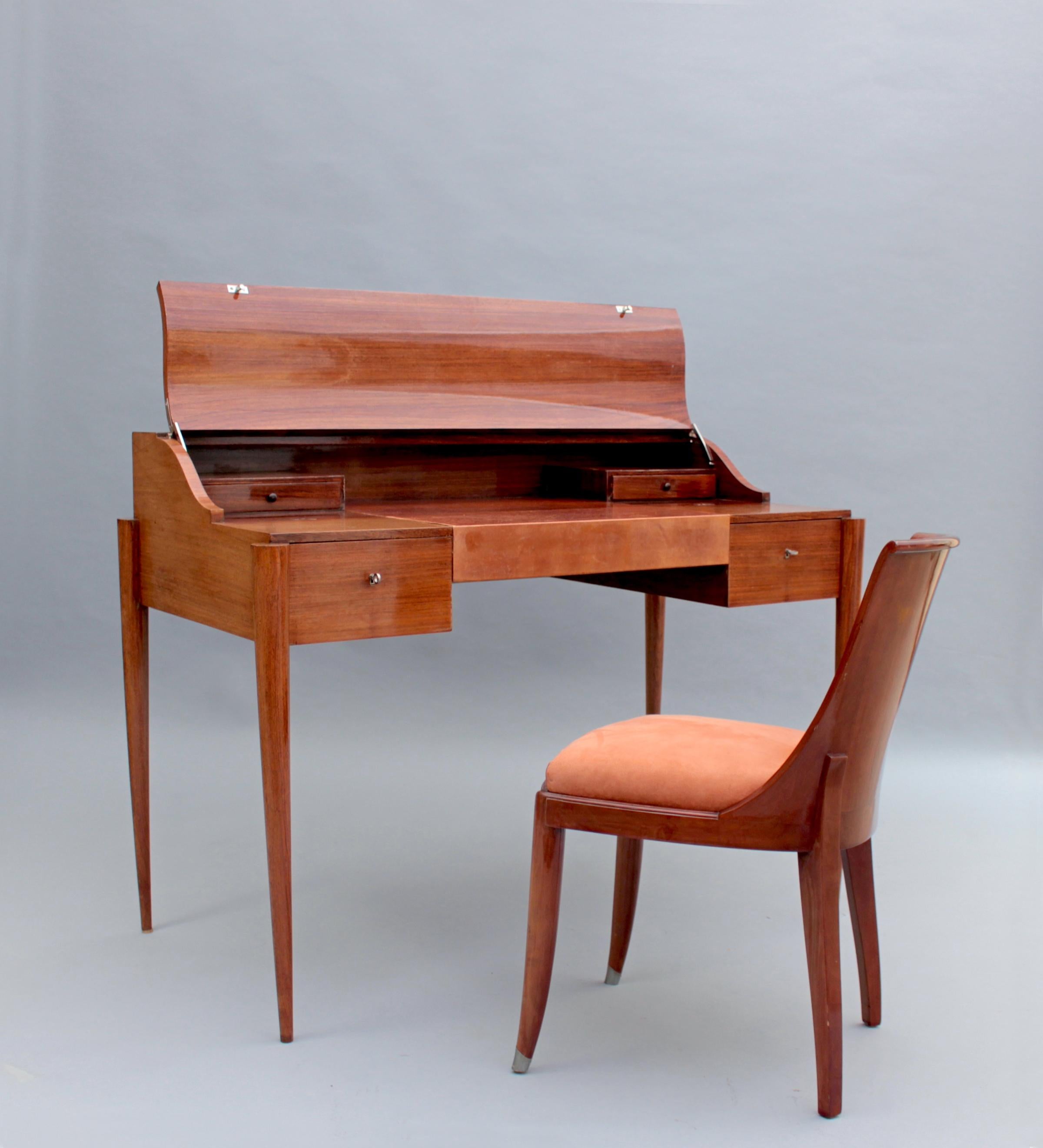 Französischer Palisander-Schreibtisch und Stuhl im Art déco-Stil von Robert Bloch, Art déco  im Angebot 16