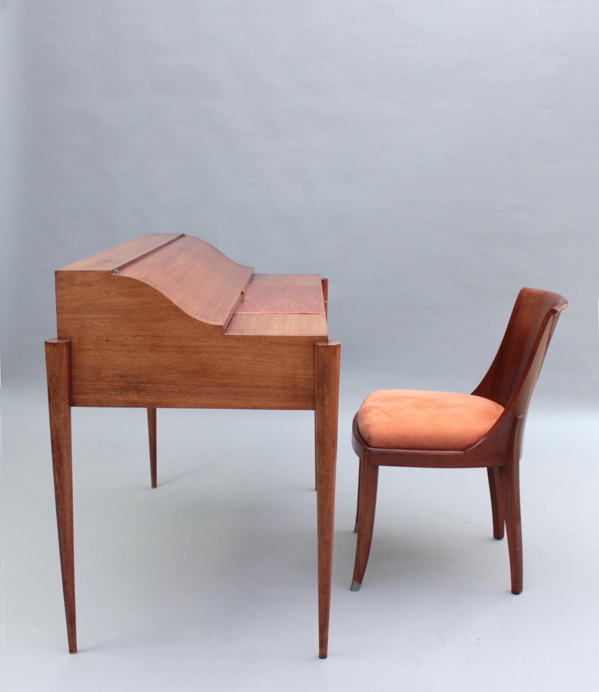 Französischer Palisander-Schreibtisch und Stuhl im Art déco-Stil von Robert Bloch, Art déco  (Mitte des 20. Jahrhunderts) im Angebot