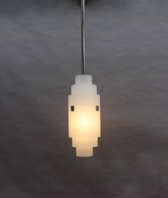 Large Fine French Art Deco Pendant by Jean Perzel with a Very Long Rod