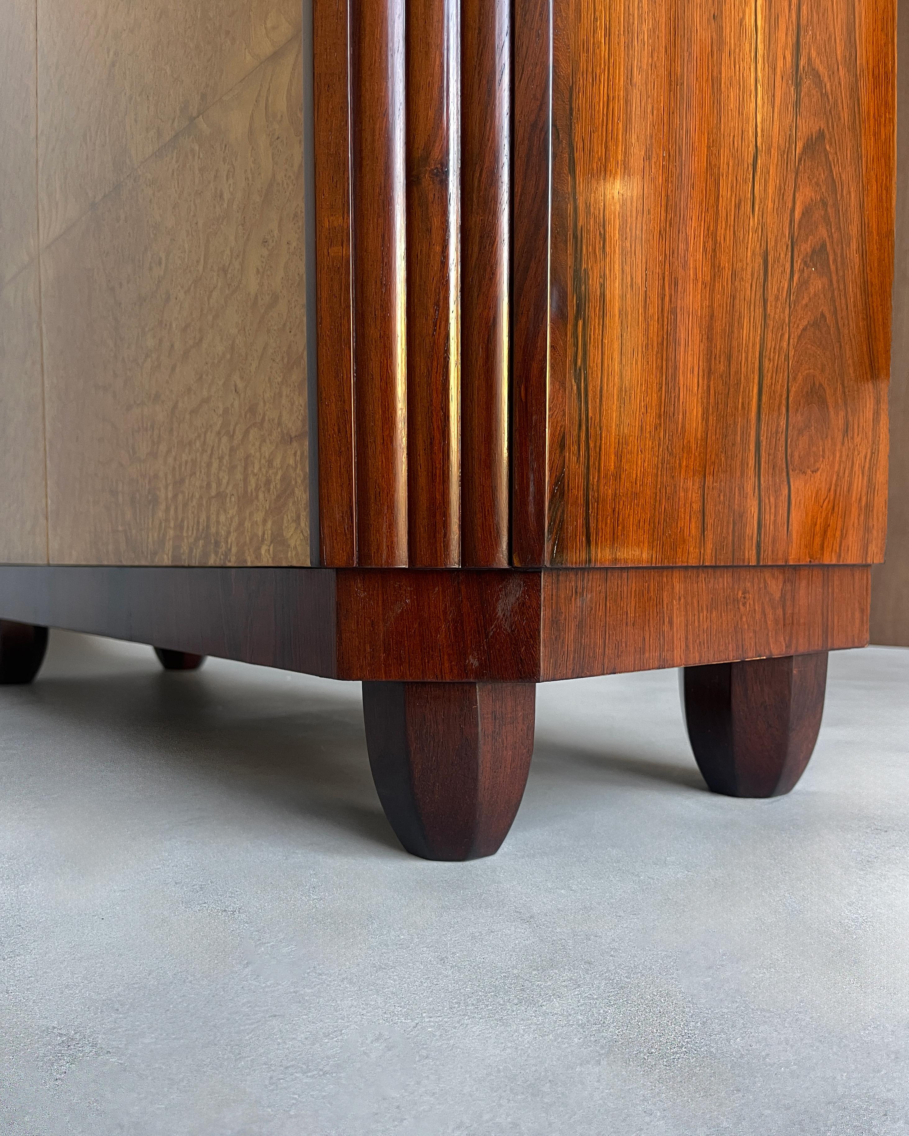 Fine French Art Deco Rosewood and Elm Burl Cabinet For Sale 7