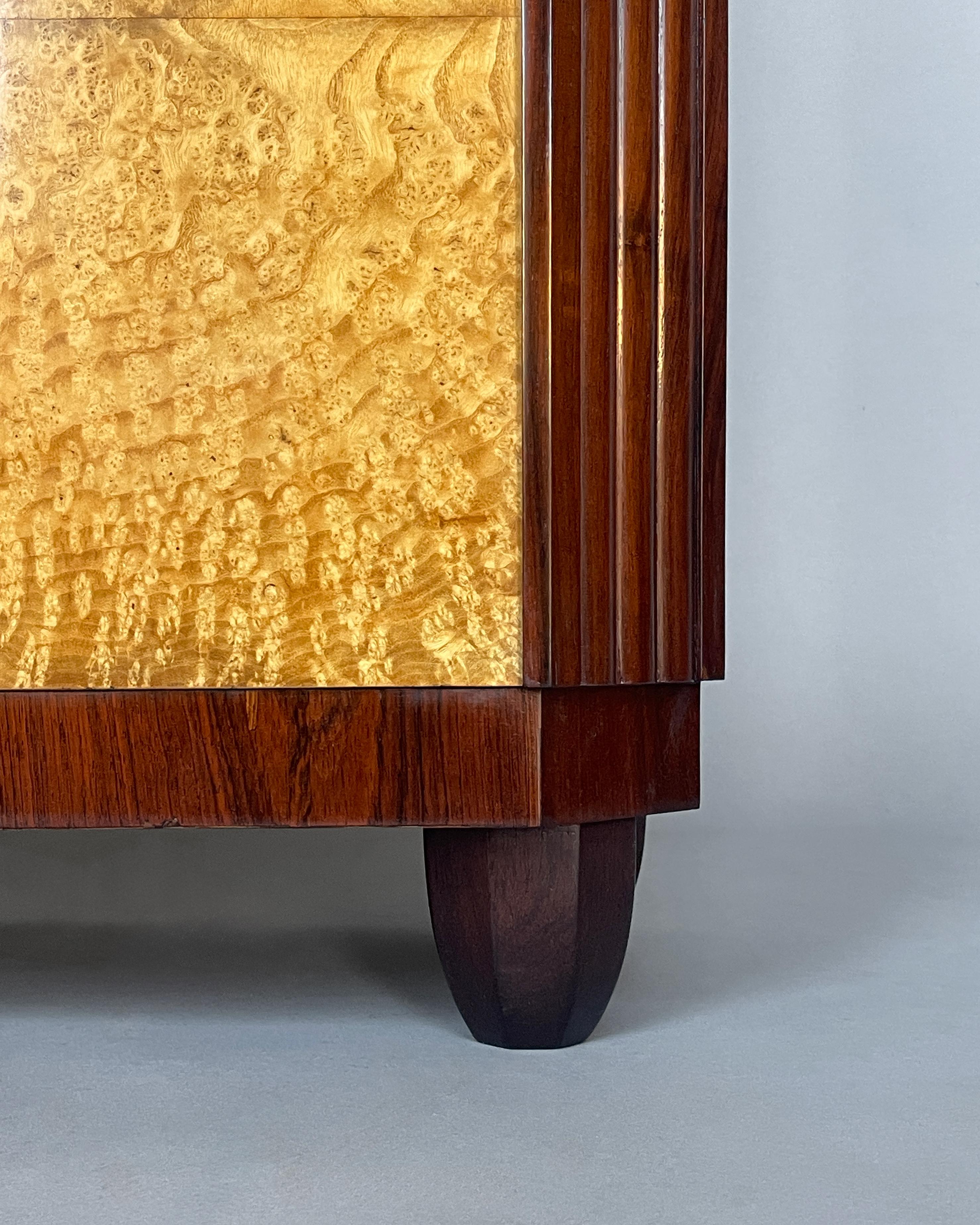 Fine French Art Deco Rosewood and Elm Burl Cabinet For Sale 8