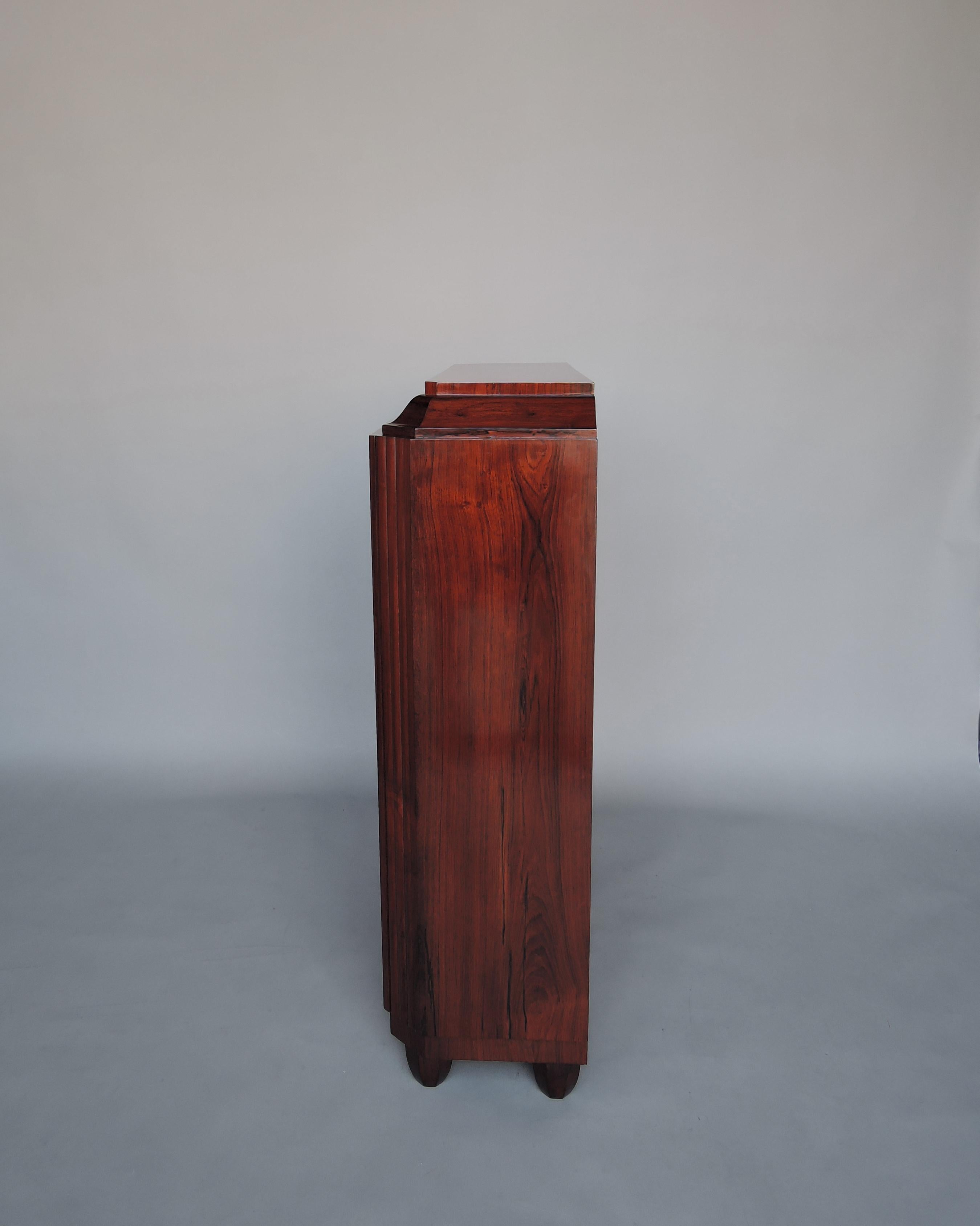 Bronze Fine French Art Deco Rosewood and Elm Burl Cabinet For Sale