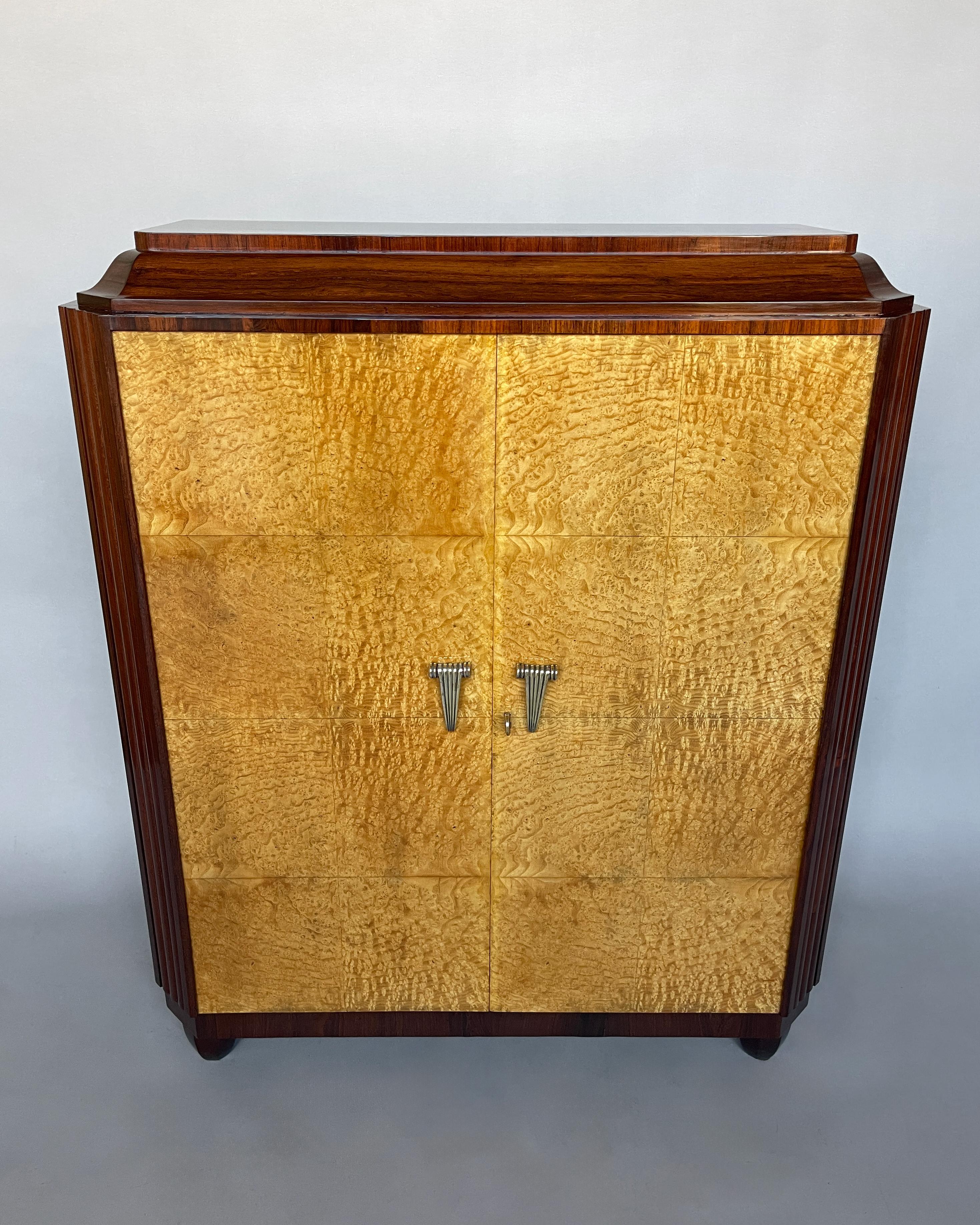Fine French Art Deco Rosewood and Elm Burl Cabinet For Sale 1