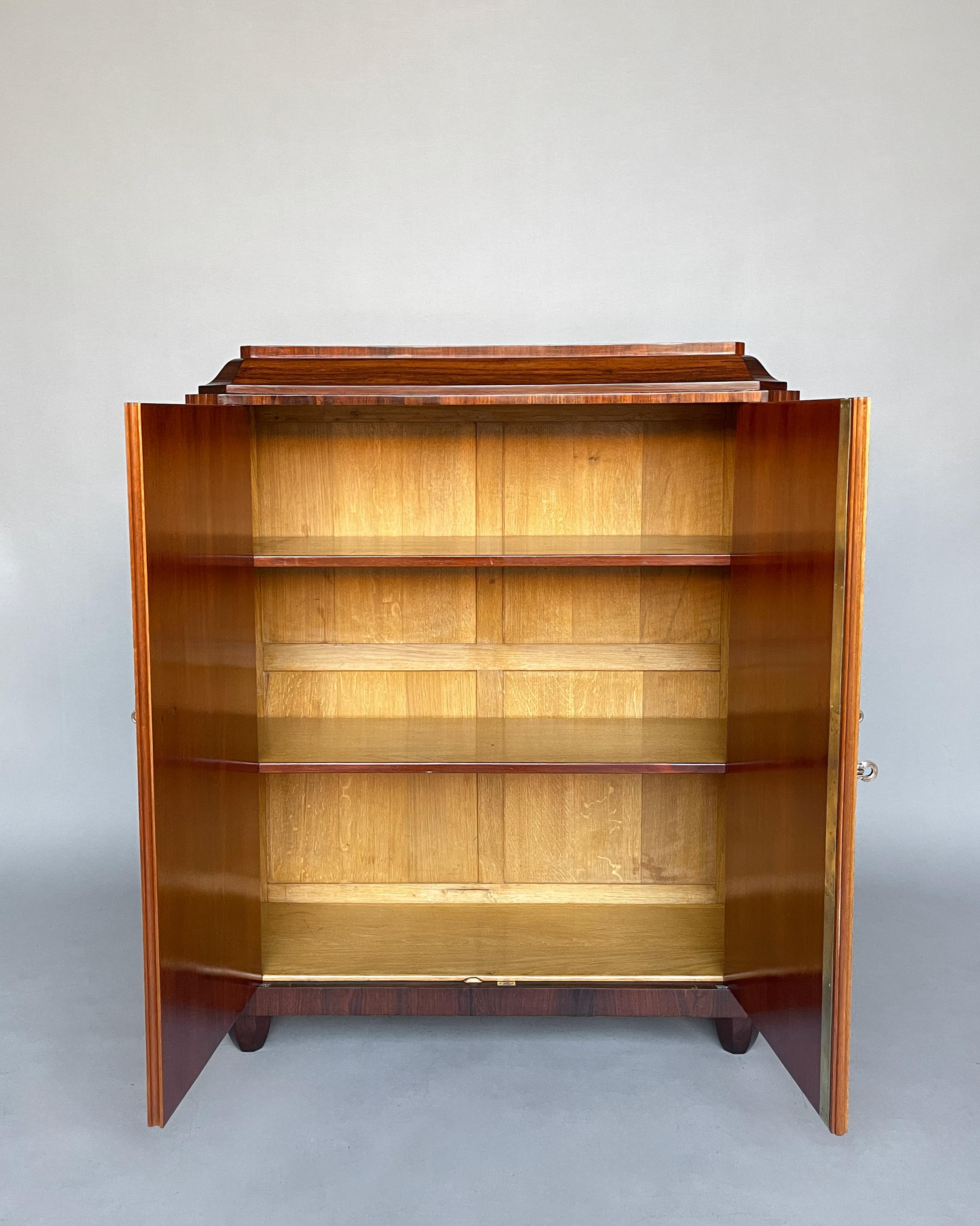 Fine French Art Deco Rosewood and Elm Burl Cabinet For Sale 2