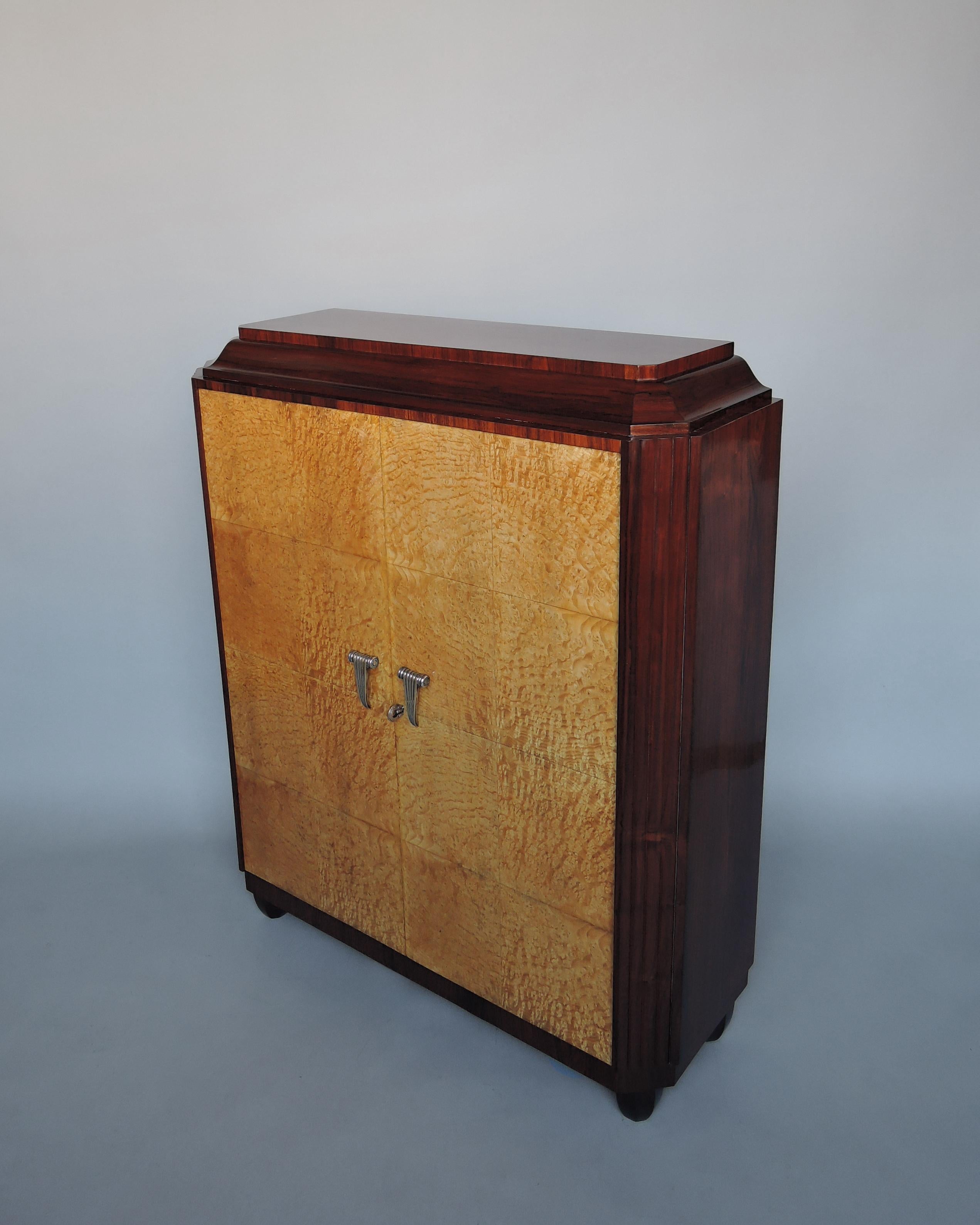 Fine French Art Deco Rosewood and Elm Burl Cabinet For Sale 3