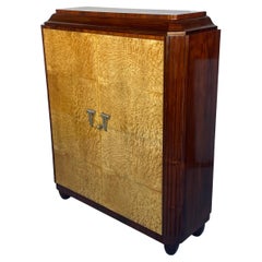 Fine French Art Deco Rosewood and Elm Burl Cabinet