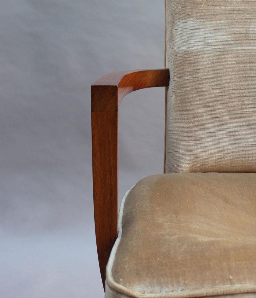 Fine French Art Deco Rosewood Armchair by Maxime Old 8