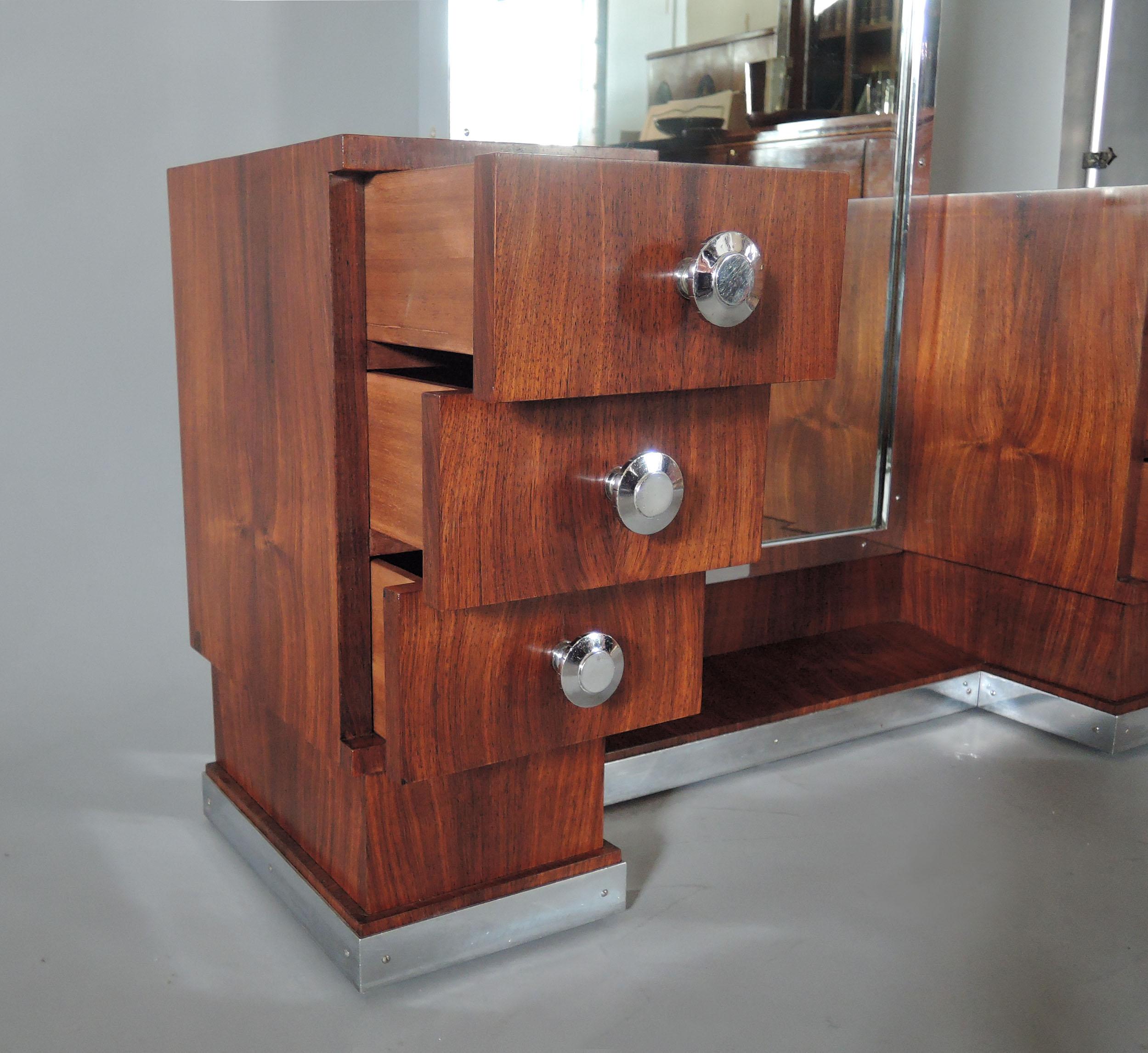 Coiffeuse / Vanity en bois de rose Art déco français en vente 9