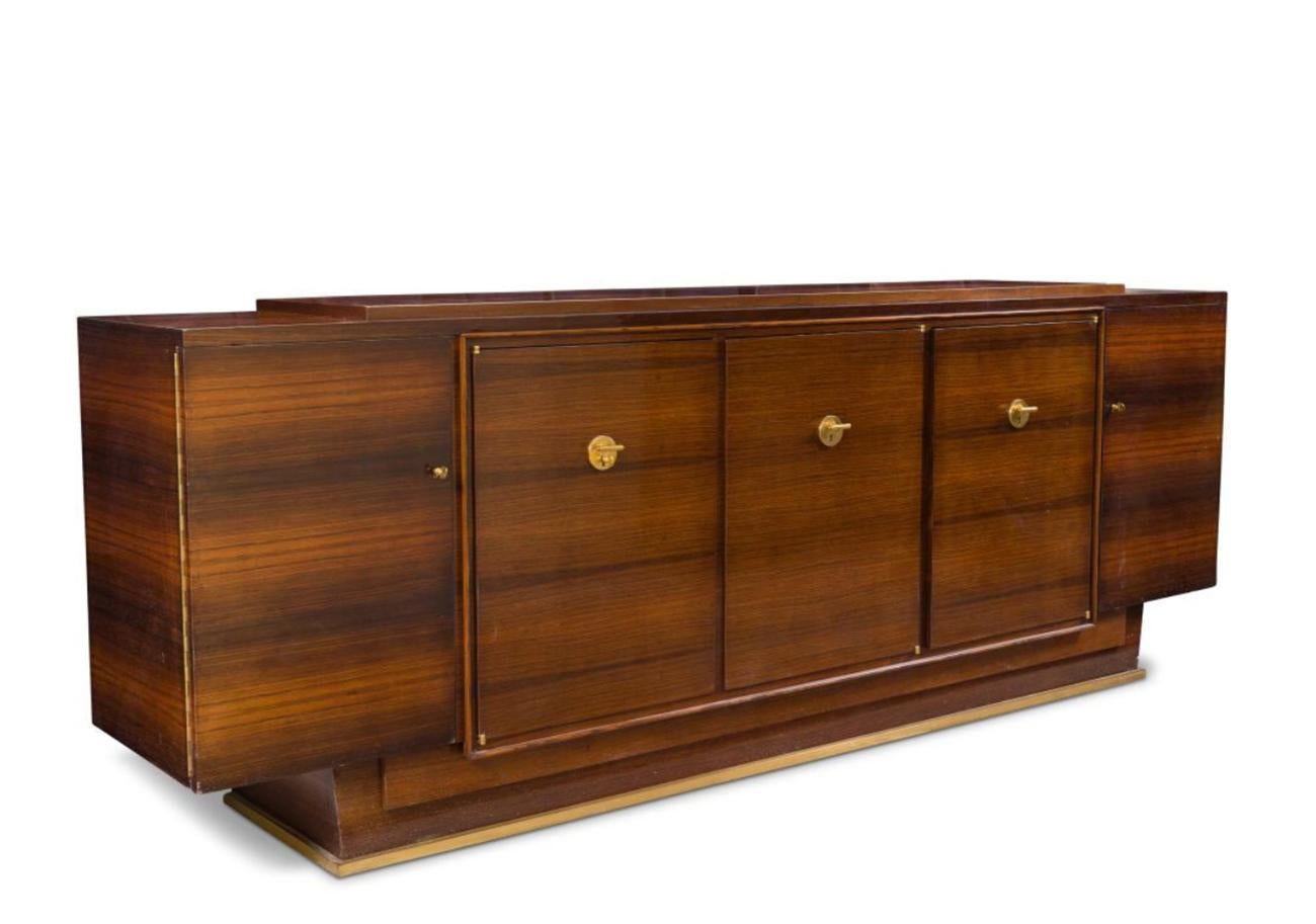 Fine French Art Deco Rosewood sideboard by Jules Leleu For Sale 8