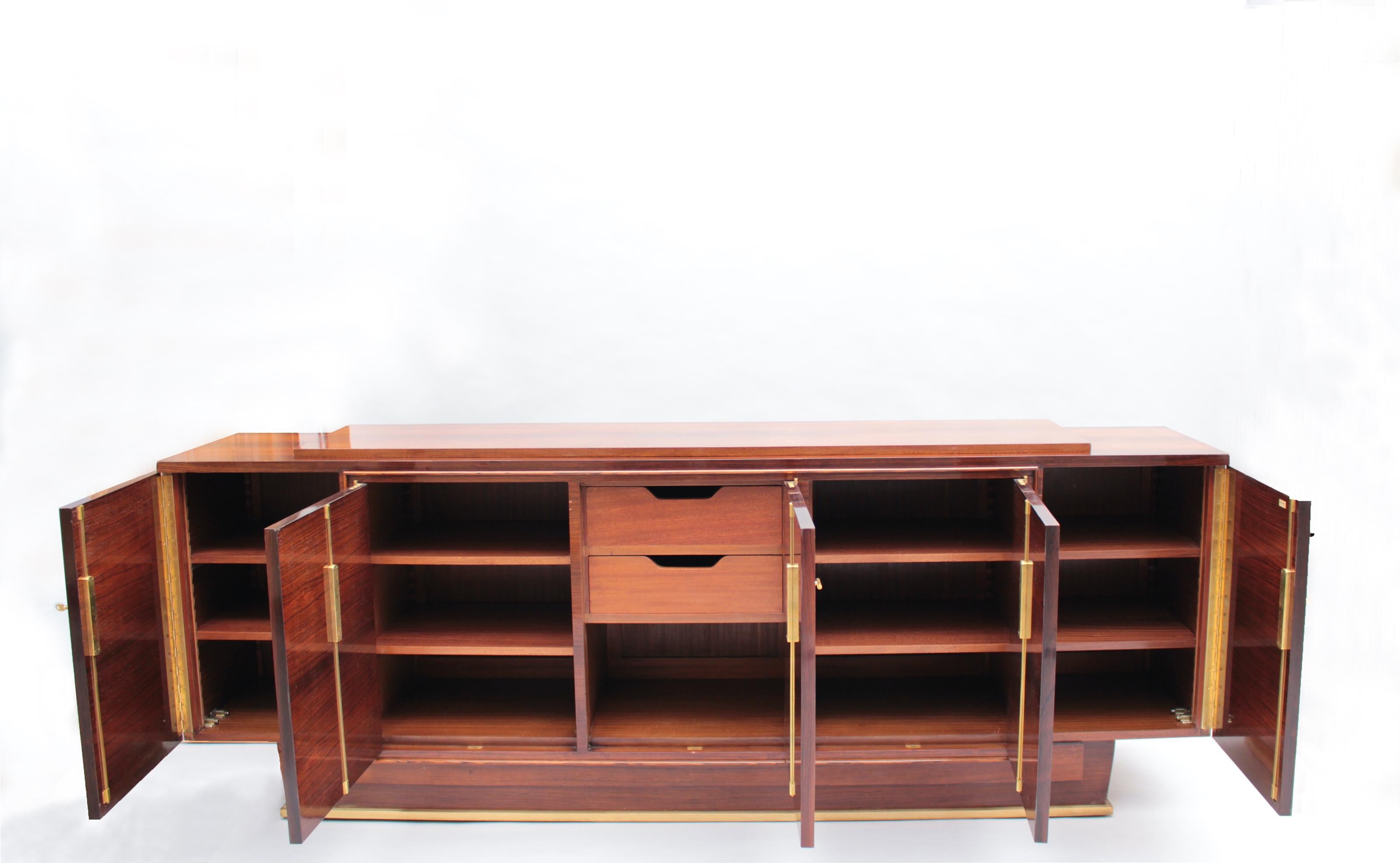 Fine French Art Deco Rosewood sideboard by Jules Leleu In Good Condition For Sale In Long Island City, NY