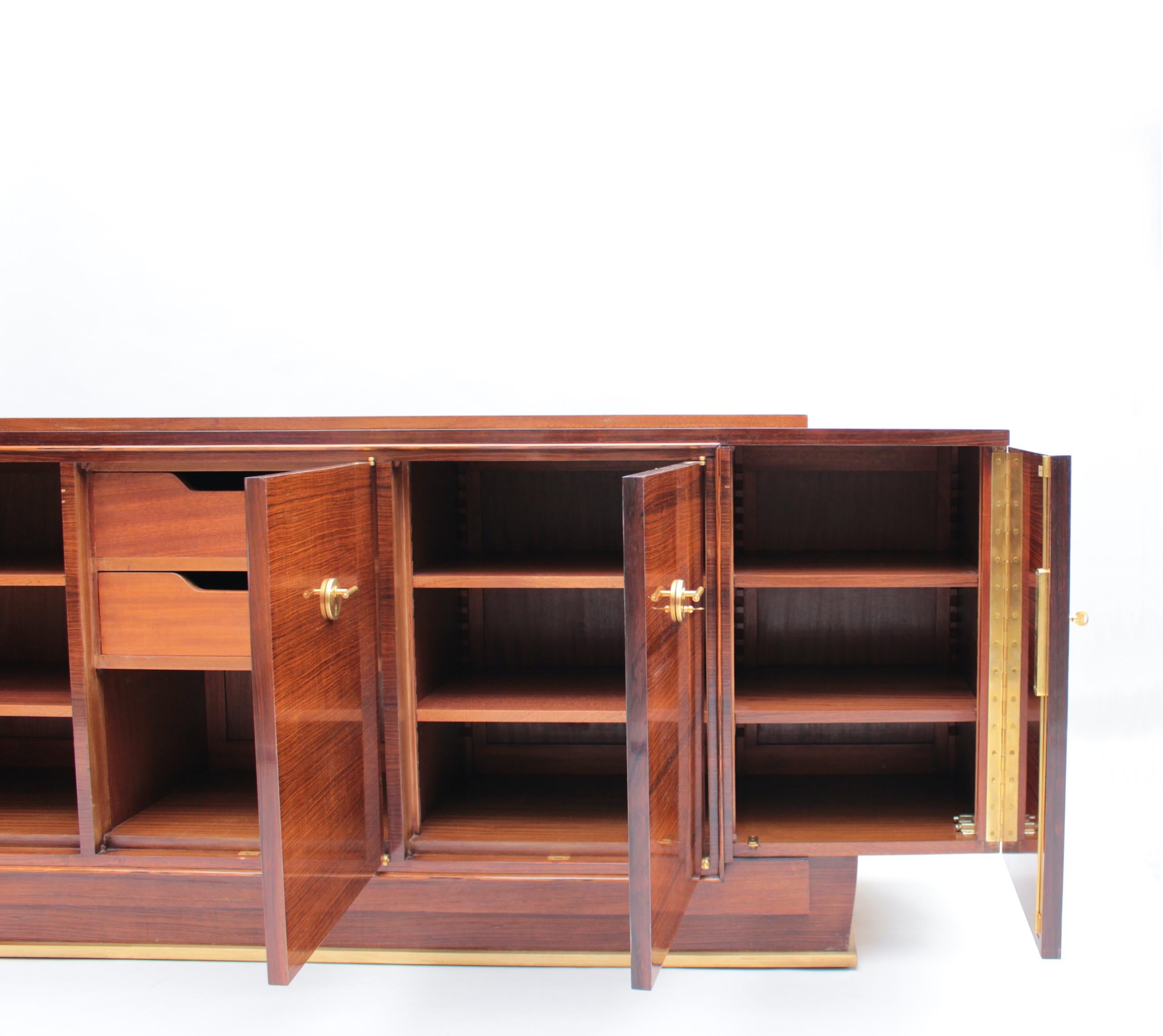 Mid-20th Century Fine French Art Deco Rosewood sideboard by Jules Leleu For Sale