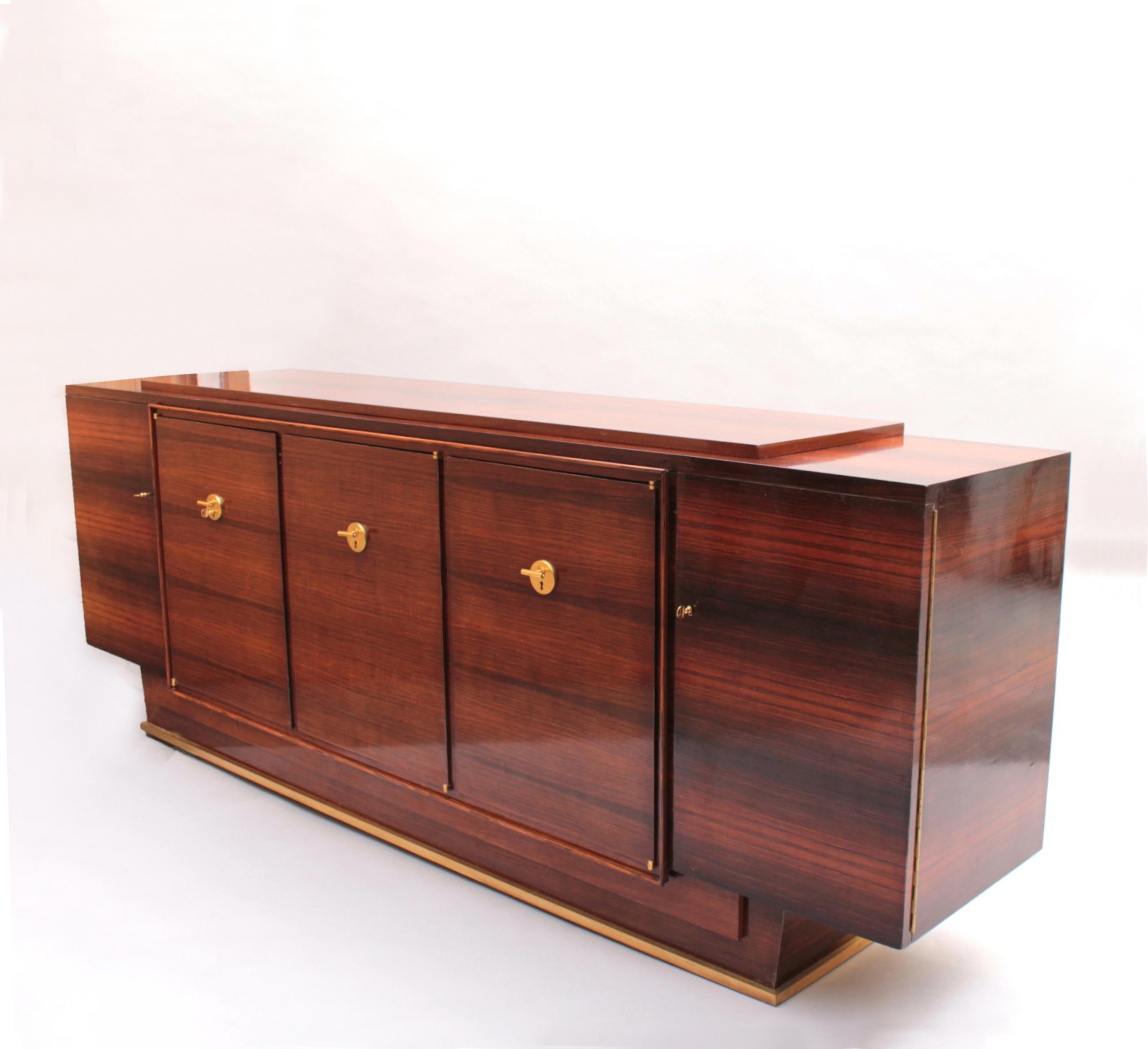 Metal Fine French Art Deco Rosewood sideboard by Jules Leleu For Sale