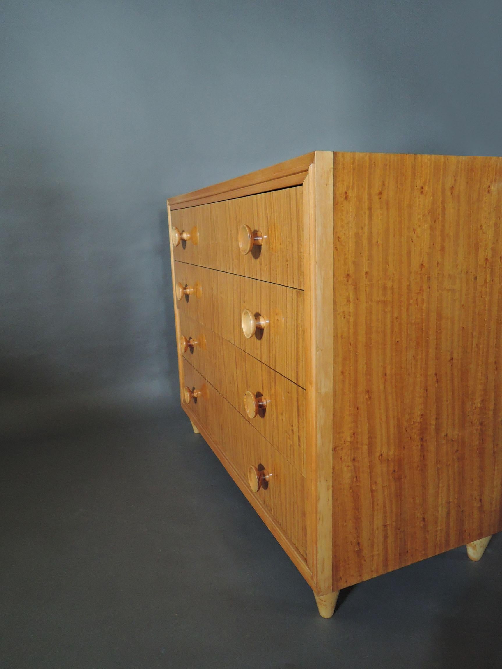 Fine French Art Deco Satinwood Chest of Drawers In Good Condition In Long Island City, NY