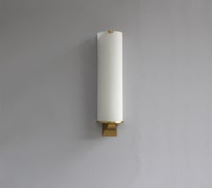 Fine French Art Deco Semi Cylinder Glass and Bronze Sconce by Jean Perzel