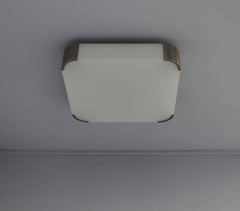 Fine French Art Deco Square Glass and Chrome Ceiling or Wall Light by Perzel