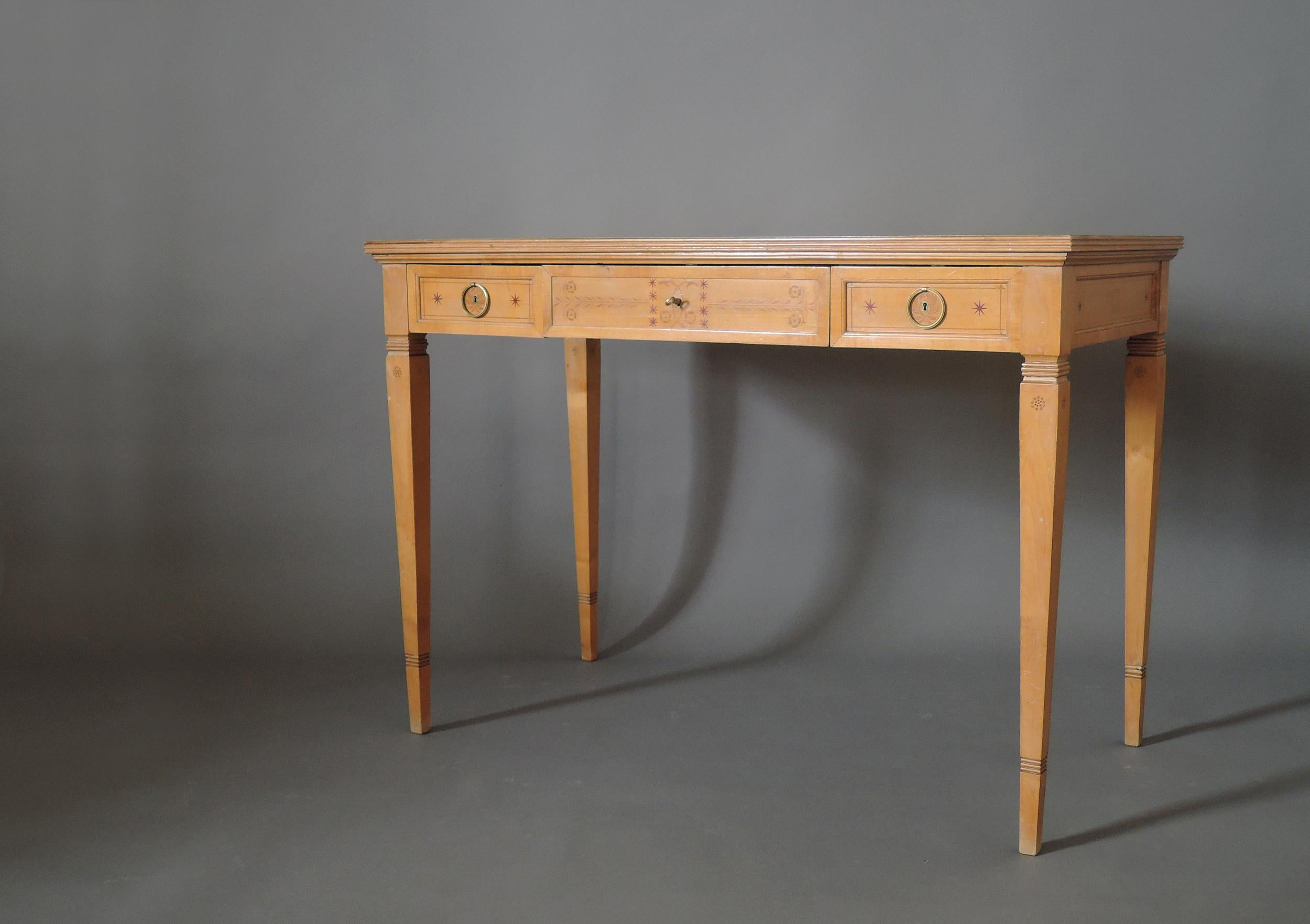 Early 20th Century Fine French Art Deco Sycamore Desk by R. Damon & Bertaux